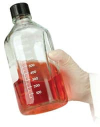 Wheaton Media Bottle, Borosilicate Glass, Rubber-Lined Phenolic Cap, Clear, 500mL, Graduations/Marking Patch, 24/Package - Bottle Media Grad Rub Lnr - Image 1