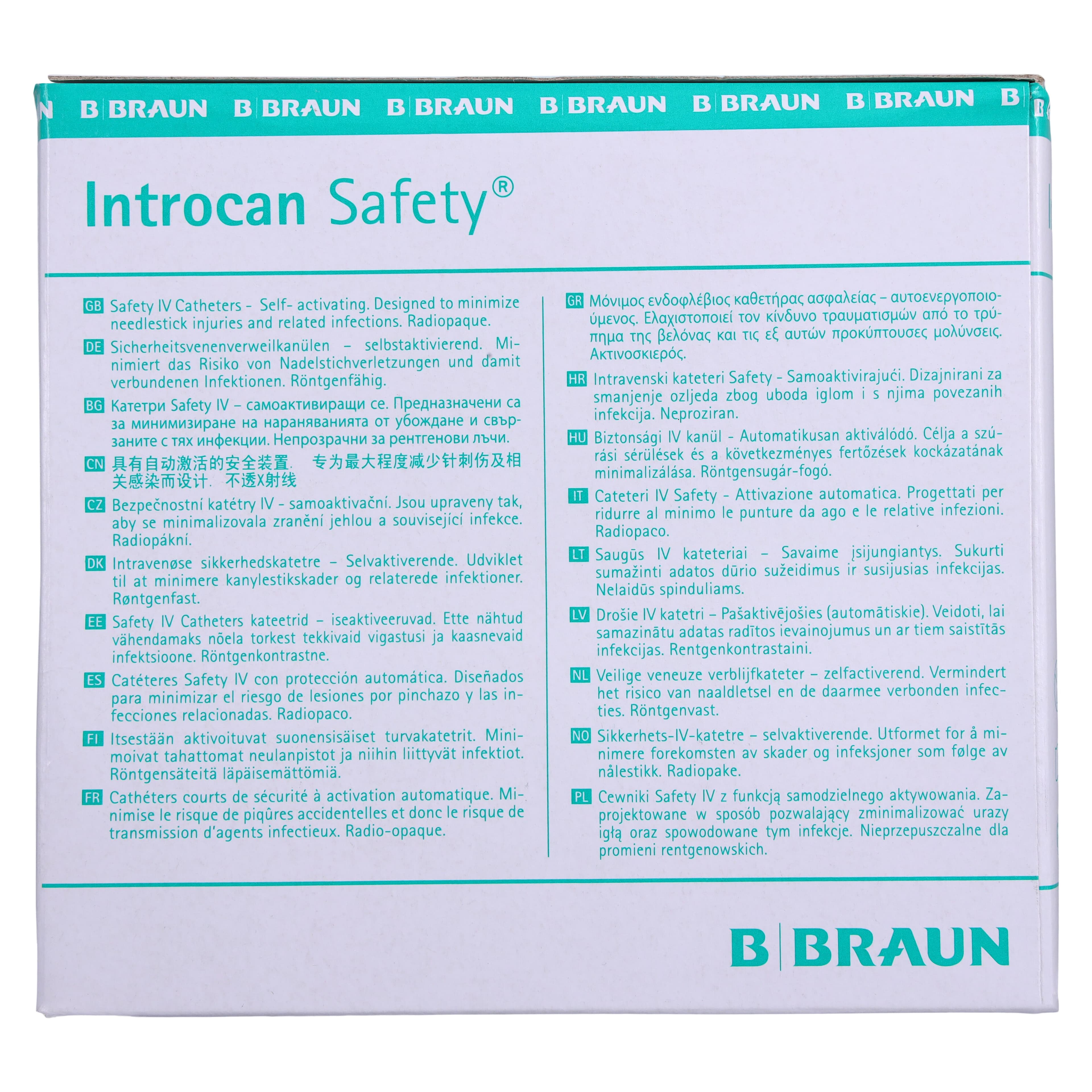 Introcan Safety IV Catheter, 18 Gauge, 1-1/4", Teflon, Non-DEHP/Non-PVC, Sterile, Green, Straight, 50/Box thumbnail 7