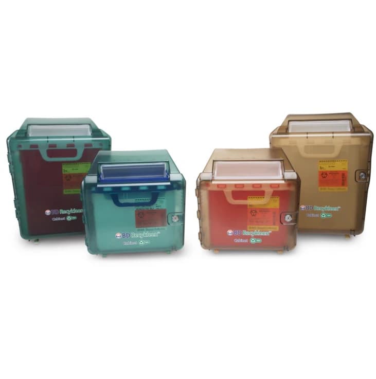 Recykleen Sharps Cabinet, Brown, 7-1/2" x 14-1/2" x 19", Plastic, For 2-3 Gallon Collector - Recykleen Cabinet Brown - Image 1