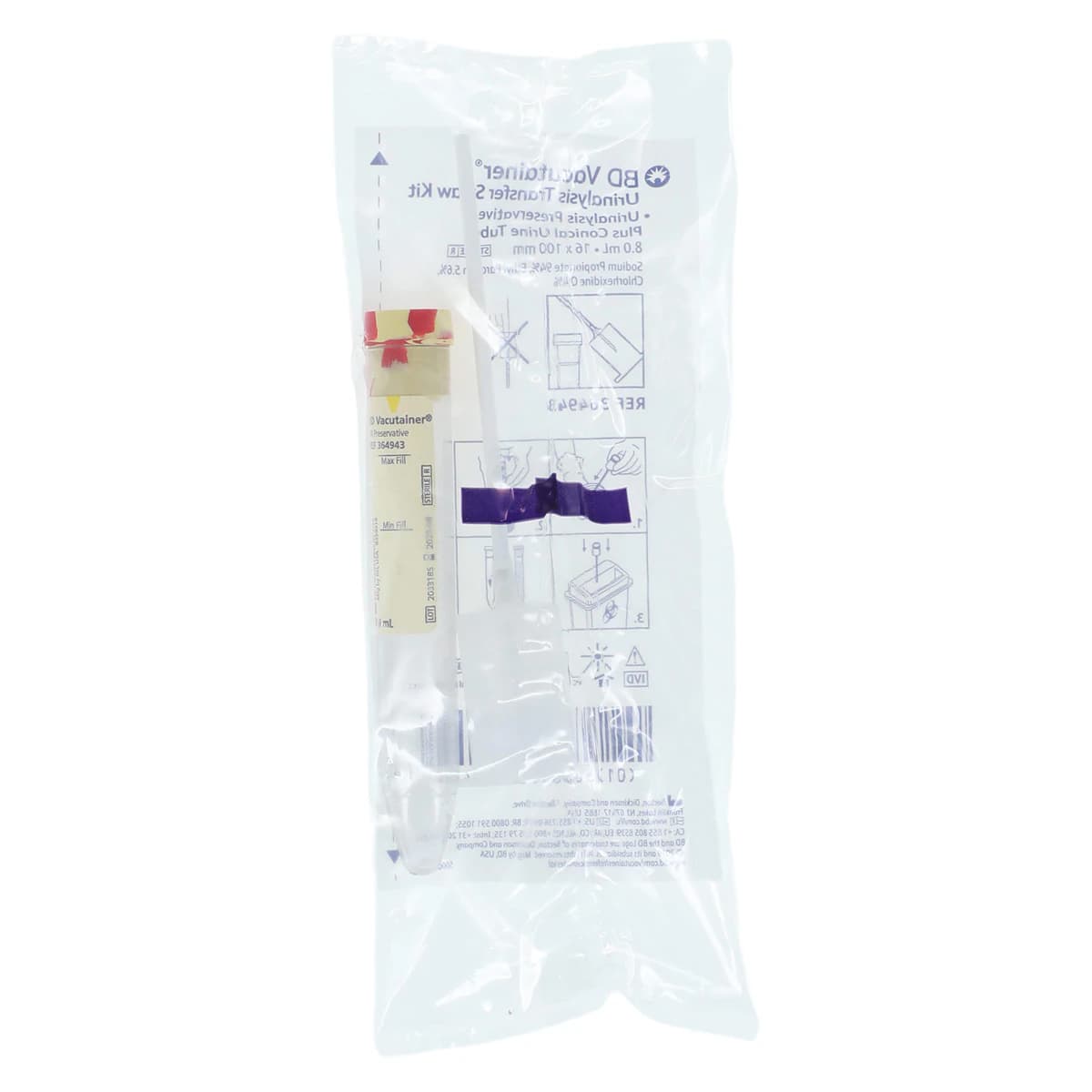 BD Vacutainer Urine Transfer Kit, Plastic Collection Kit, 8 mL, Sterile, 16x100mm, 50/Box thumbnail 2