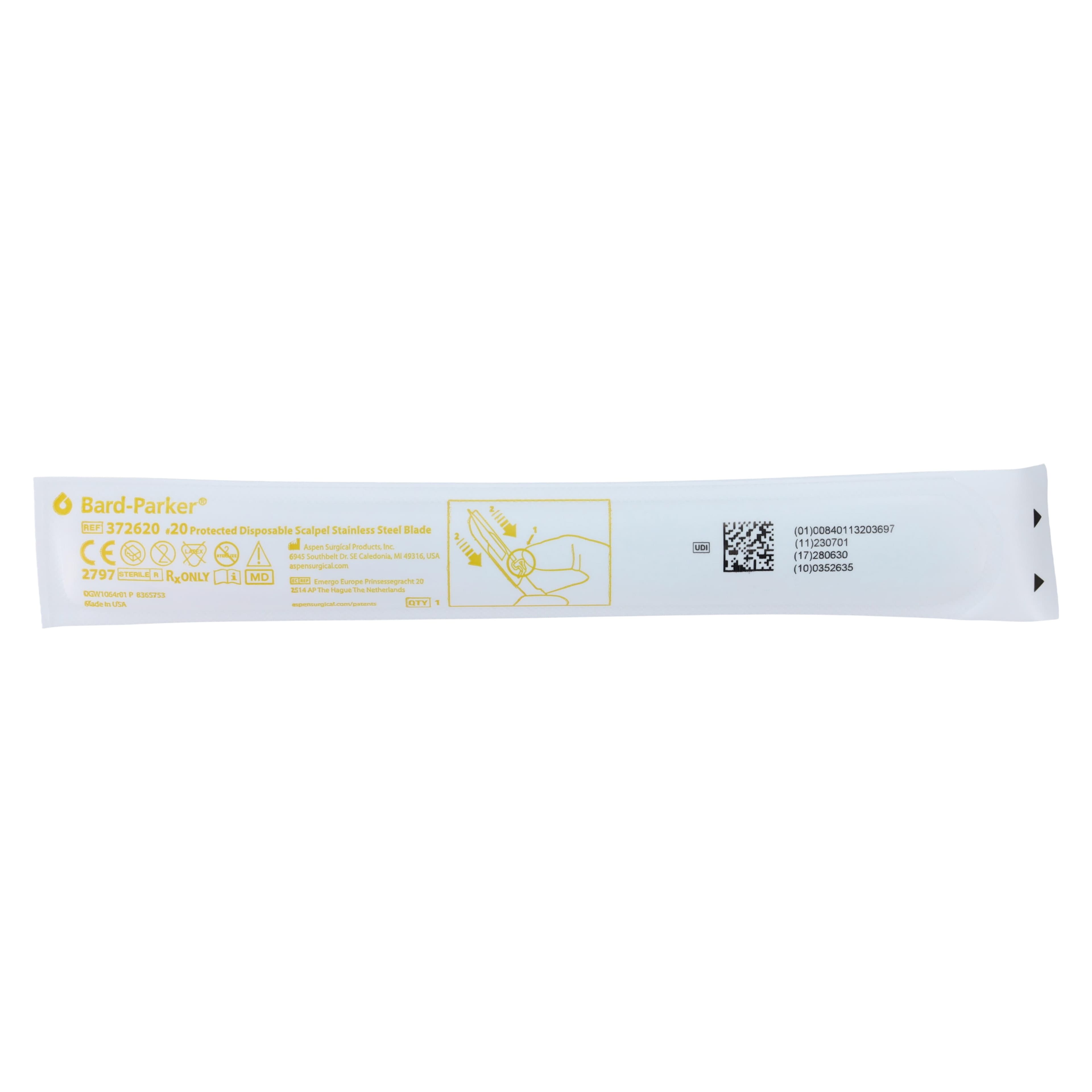 Bard-Parker Disposable Safety Surgical Scalpel #20, Plastic/Stainless Steel, Sterile thumbnail 2