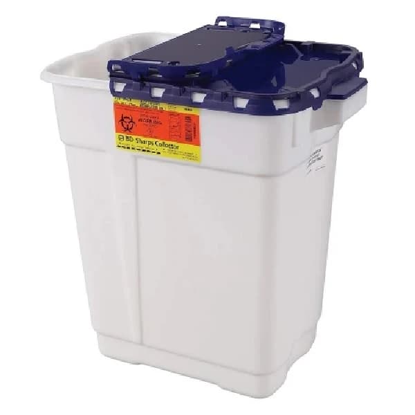 Becton-Dickinson Recykleen Sharps Container, 9 Gallon, Blue/White, Sliding Gasket Lid, Plastic, Non-Sterile, Each - Sharps Cont Pharma Slide Lid - Image 1
