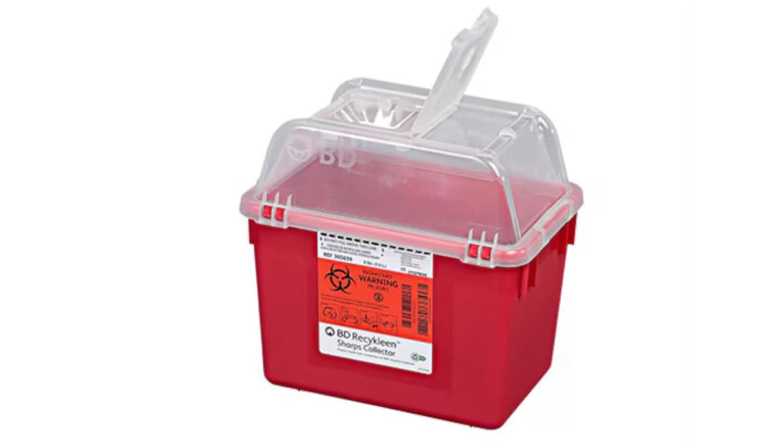 BD Recykleen Sharps Collector, 8 qt, Red, 10.3 x 11.3 x 6.8 in, Plastic, 24/Case - DYLS Sharps Collect Recykleen - Image 1