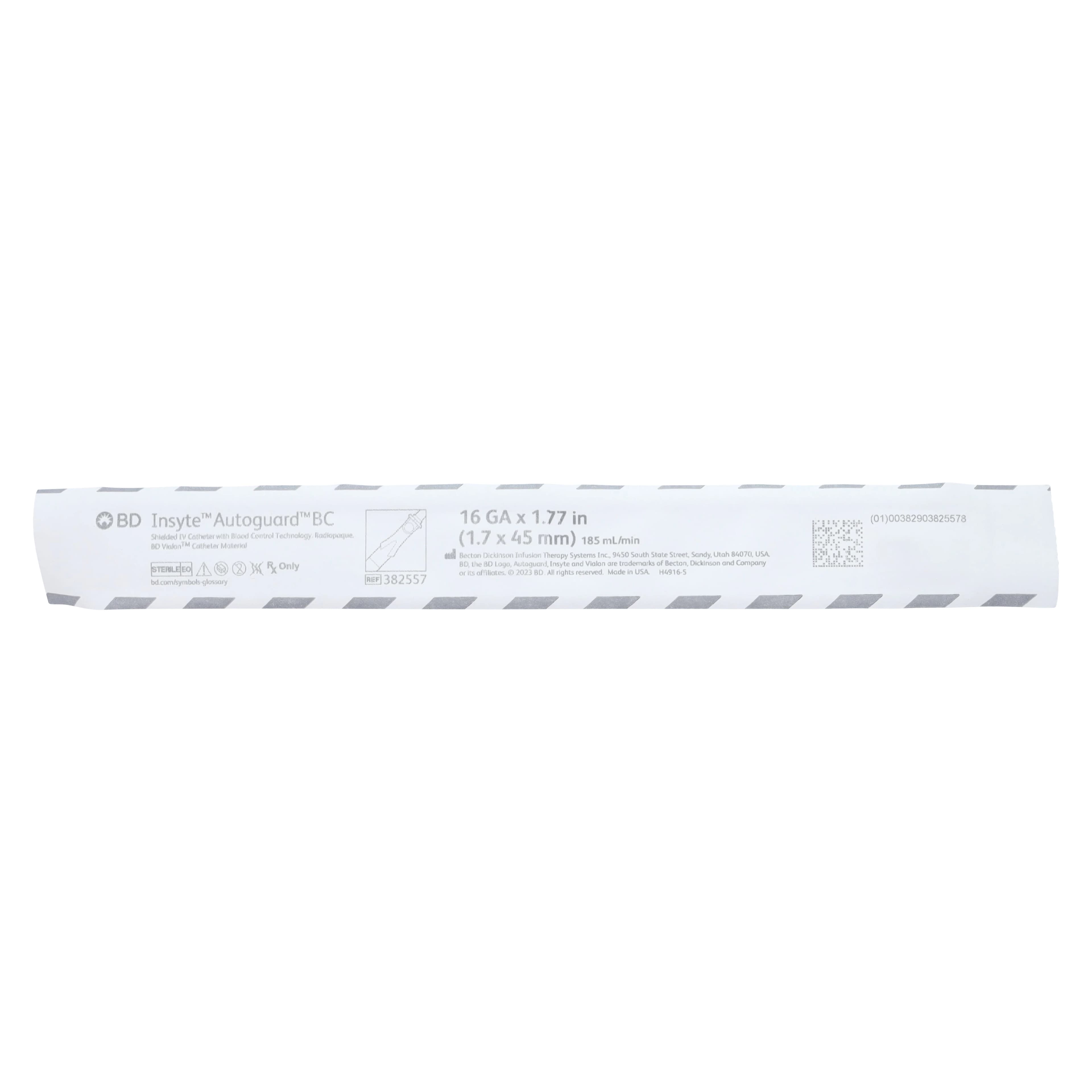 BD Insyte Autoguard BC IV Catheter, 16 Gauge, 1.77" Notched Needle, Vialon Biomaterial, Sterile, Latex-Free, Gray, 50/Box thumbnail 2