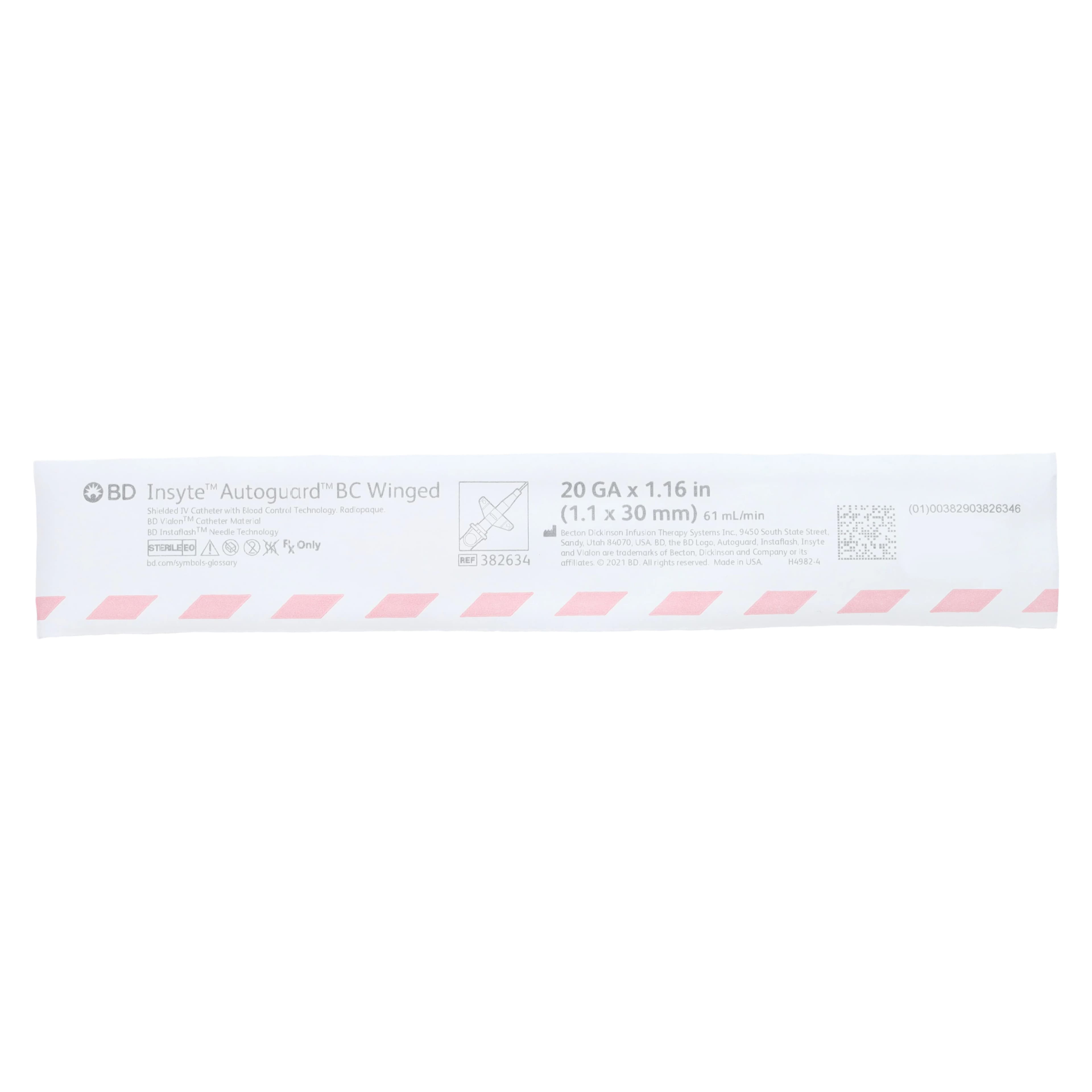 BD Insyte Autoguard BC Winged IV Catheter, 20 Gauge, 1.16" (30 mm), Vialon Biomaterial, Sterile, Shielded with Wings, 50/Box thumbnail 2