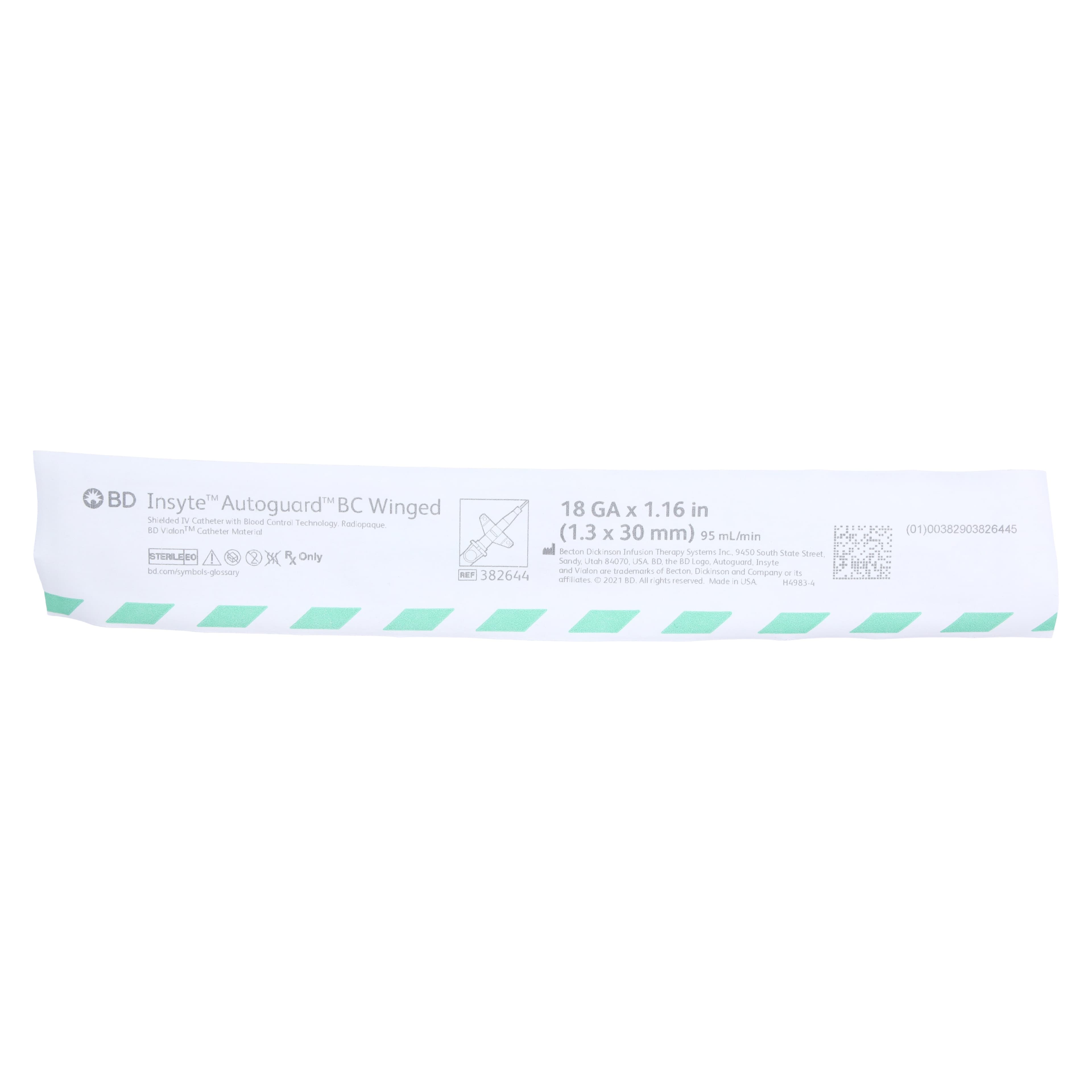 Insyte Autoguard BC Winged IV Catheter, 18 Gauge, 1.16", Vialon, Sterile, Shielded, 50/Box thumbnail 2