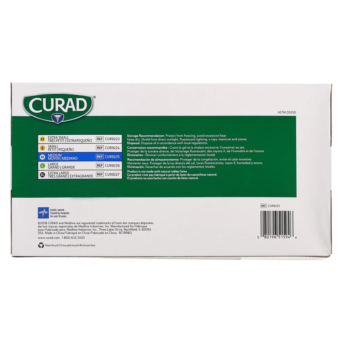 CURAD® Stretch Vinyl Exam Gloves, Powder Free, Non-Sterile, Medium, Clear, 150/Box, CUR9225 thumbnail 4