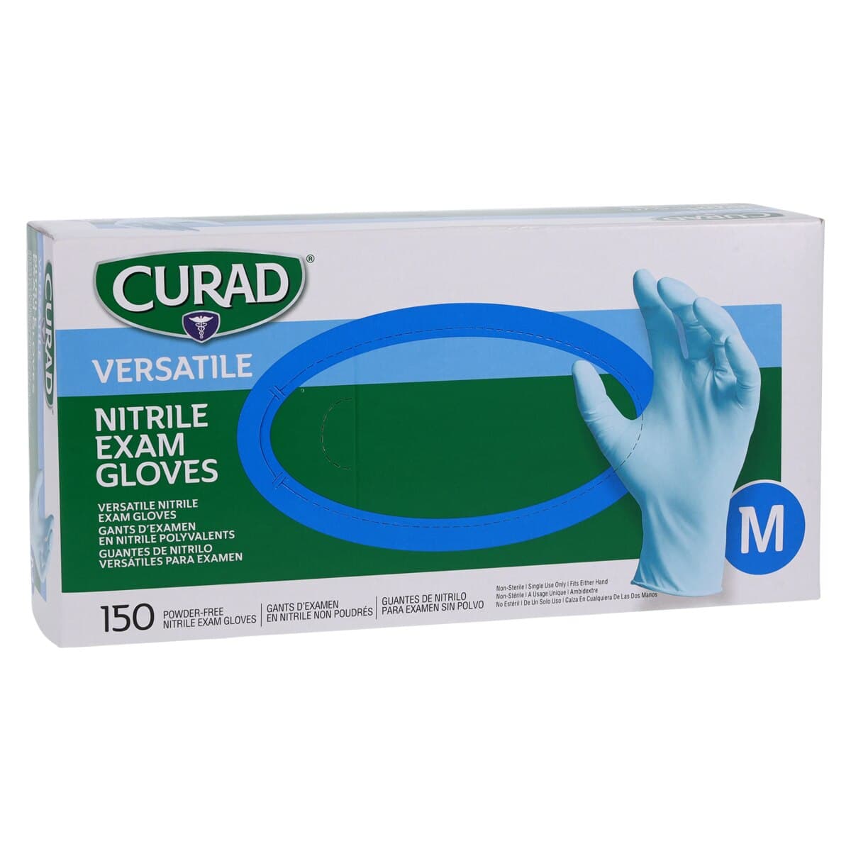 Curad PF Nitrile Examination Gloves, Powder Free, Non-Sterile, Medium, Blue thumbnail 4