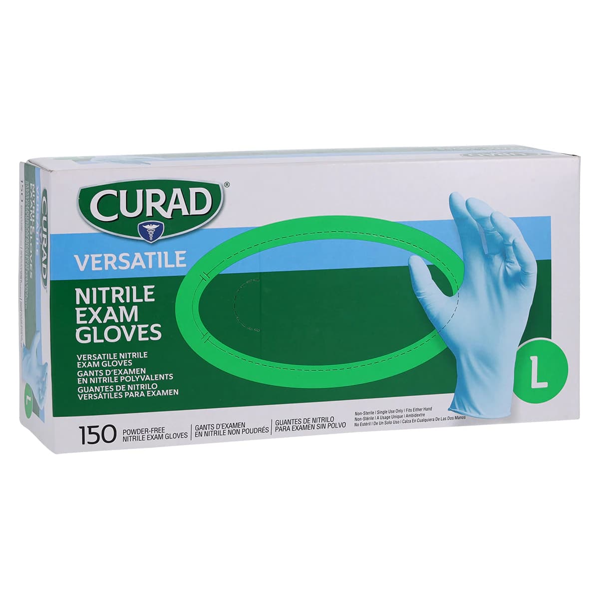 Curad Medline Nitrile Exam Gloves, Powder-Free, Non-Sterile, Large, Blue, Textured, 150/Box thumbnail 4