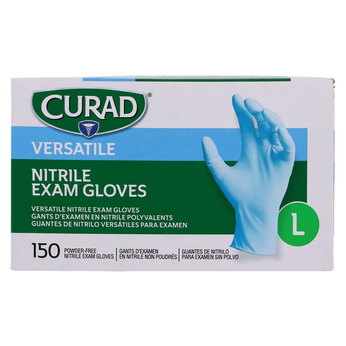 Curad Medline Nitrile Exam Gloves, Powder-Free, Non-Sterile, Large, Blue, Textured, 150/Box thumbnail 5