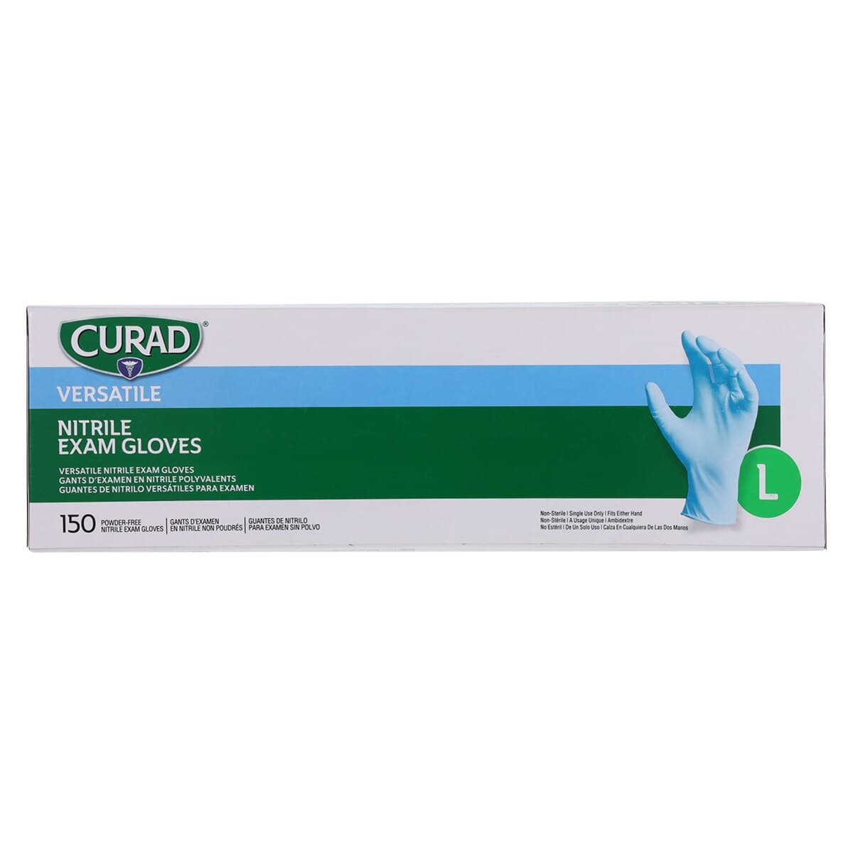 Curad Medline Nitrile Exam Gloves, Powder-Free, Non-Sterile, Large, Blue, Textured, 150/Box thumbnail 7