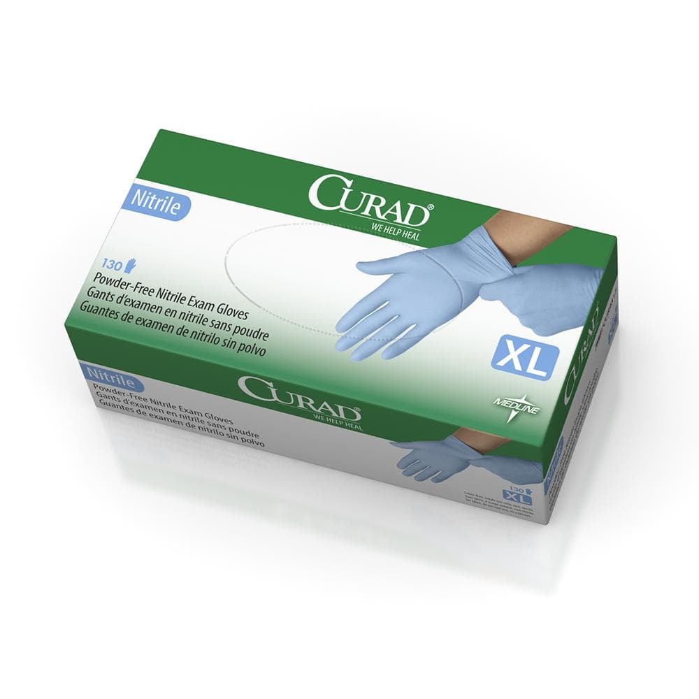 Curad PF Nitrile Examination Gloves, Powder Free, Non-Sterile, X-Large, Blue, Chemo Tested thumbnail 2