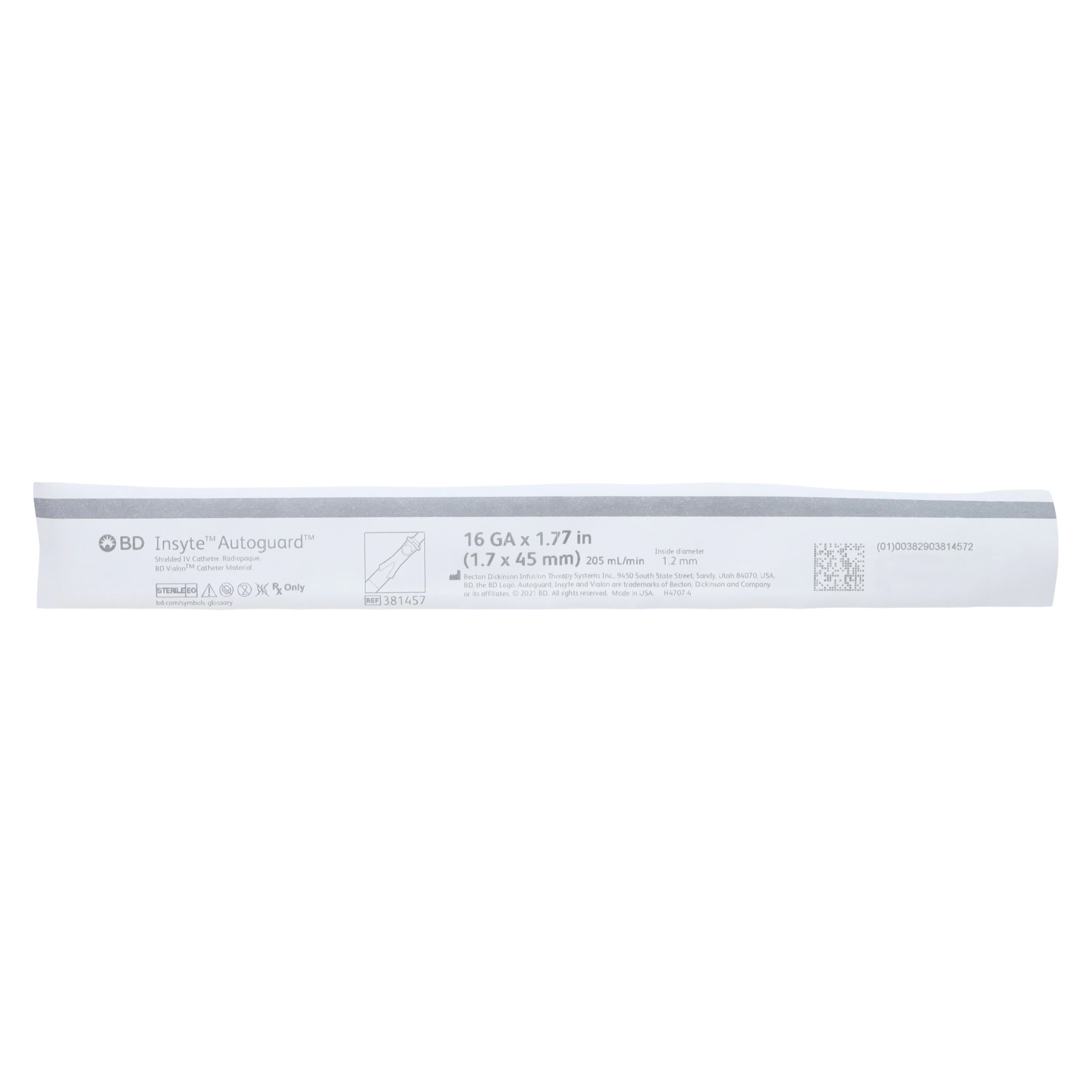 BD Insyte Autoguard IV Catheter, 16 Gauge, 1.77", Vialon Biomaterial, Sterile, Shielded, 200/Case thumbnail 2