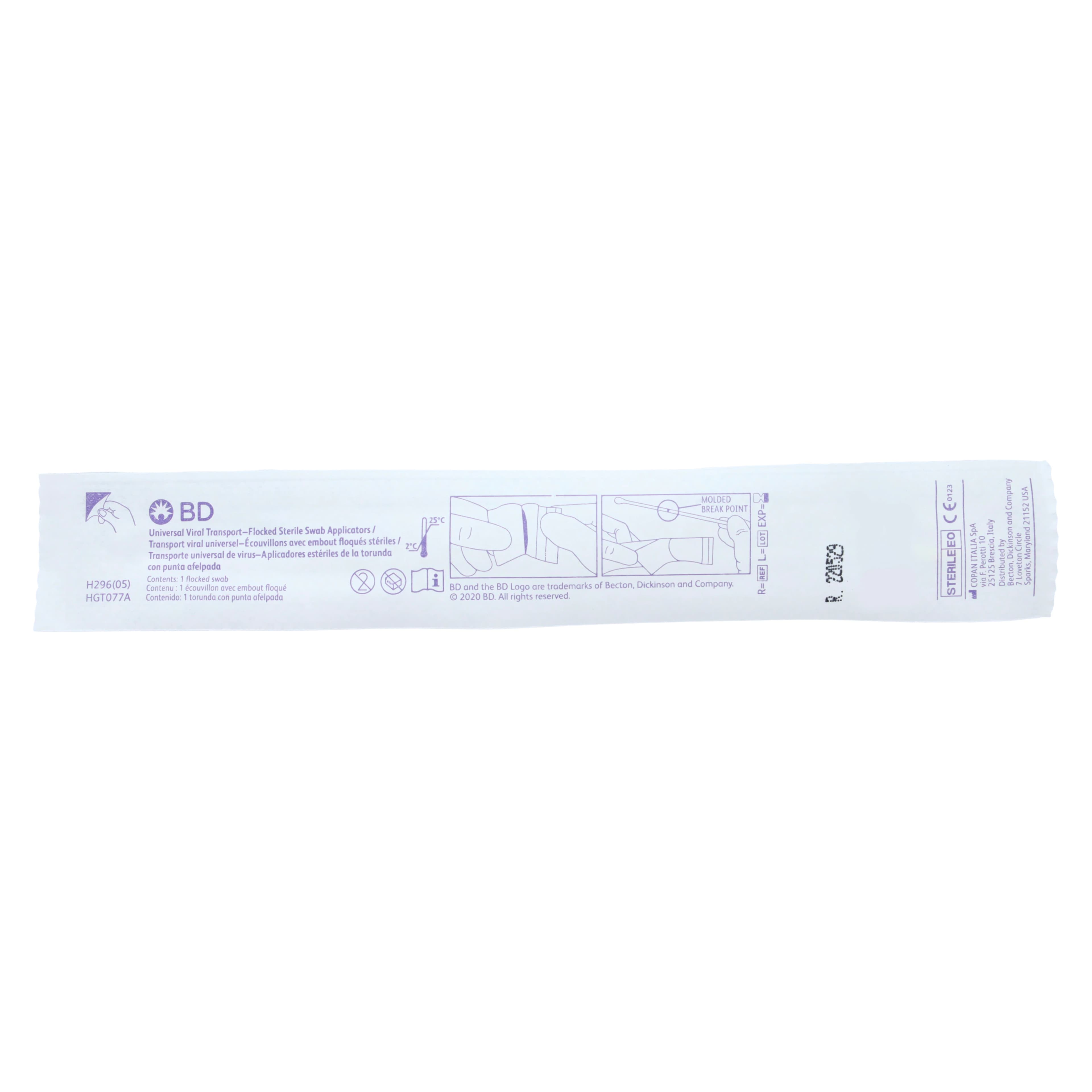 BD Viral Transport Kit, 3mL Universal Collection, Flocked Minitip Swab, 50/Package thumbnail 7
