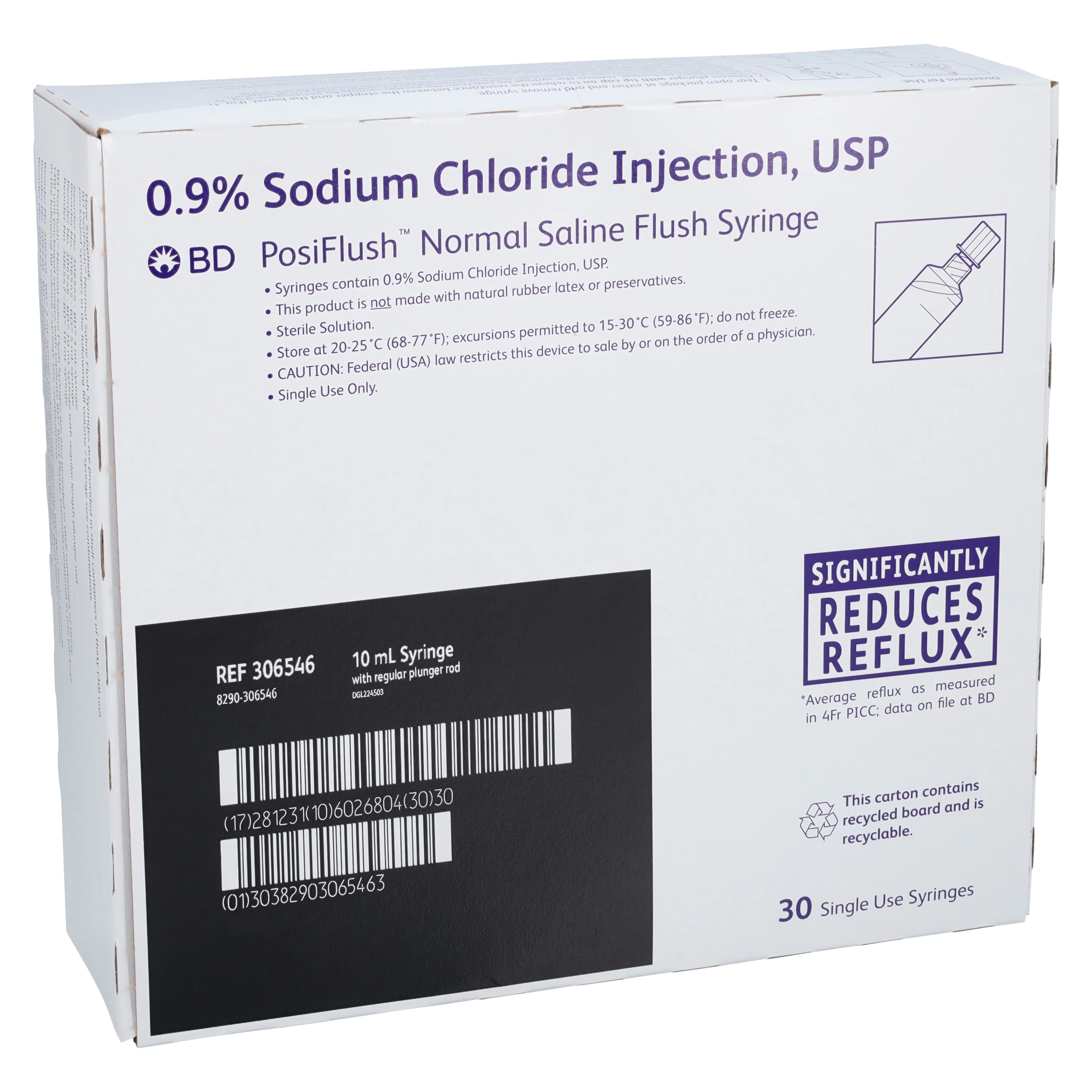 NovaPlus Posi-Flush Saline IV Flush Solution 0.9%, Prefilled Syringe, 10mL, Standard Plunger Rod, 30/Box - Nova+ Posi-Flush Syr Saline - Image 1
