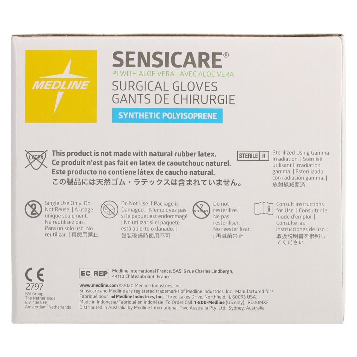 SensiCare® Polyisoprene Surgical Gloves with Aloe, Powder Free, Sterile, Hand-Specific, Size 7.0, White, 25 Pairs/Box thumbnail 7