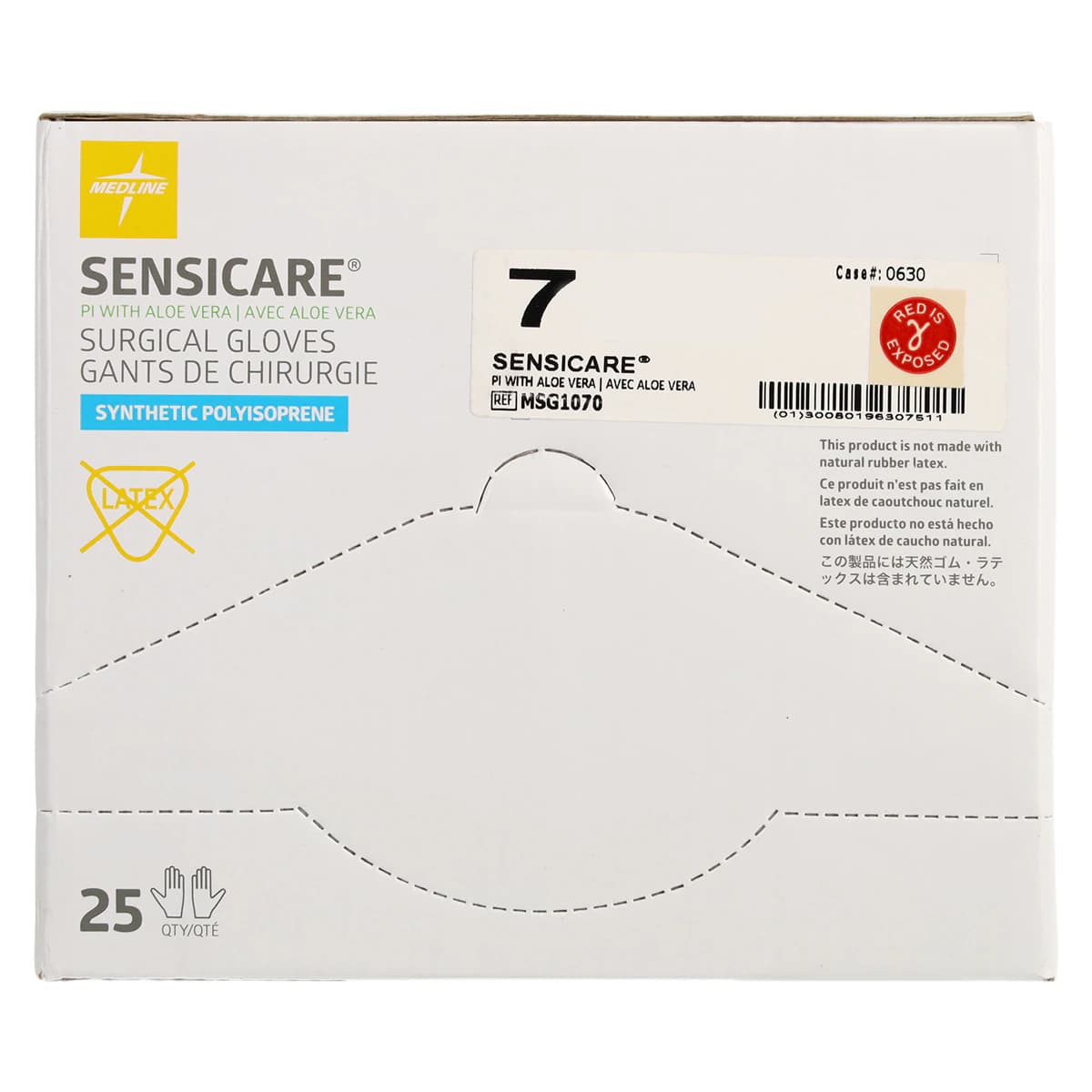 SensiCare® Polyisoprene Surgical Gloves with Aloe, Powder Free, Sterile, Hand-Specific, Size 7.0, White, 25 Pairs/Box thumbnail 8