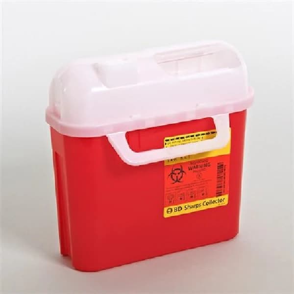 BD Patient Room Sharps Collector, 5.4 Qt, Side Entry, Red, 20/Cs, 305443 - BD PATIENT ROOM SHARPS COLLECTORS 305443 - Image 1