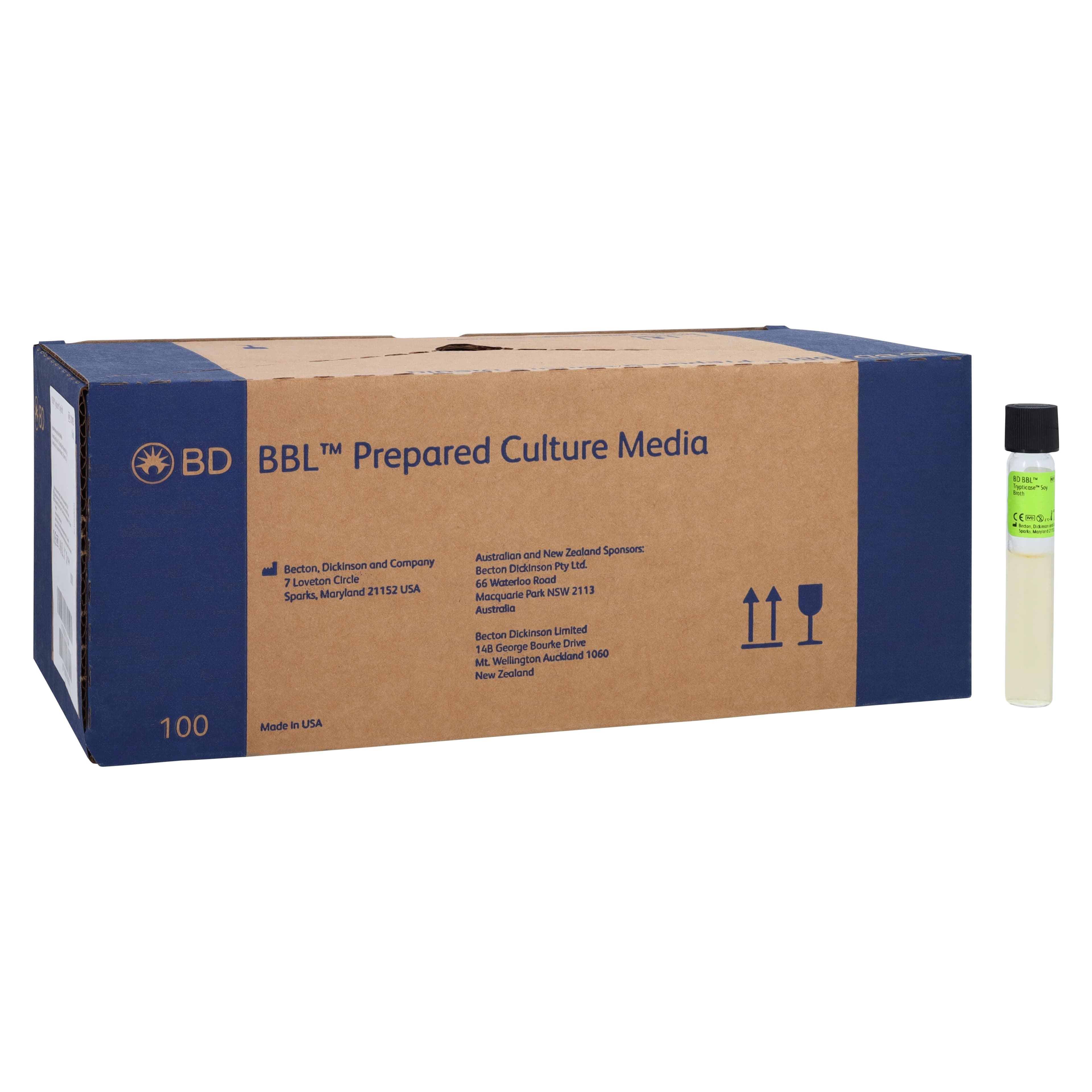 BBL Mycoflask Prepared Media TSB, Trypticase Soy Broth, 8 mL Tube, Size K, 100/Box - Tripticase Soy Broth 8ml - Image 1
