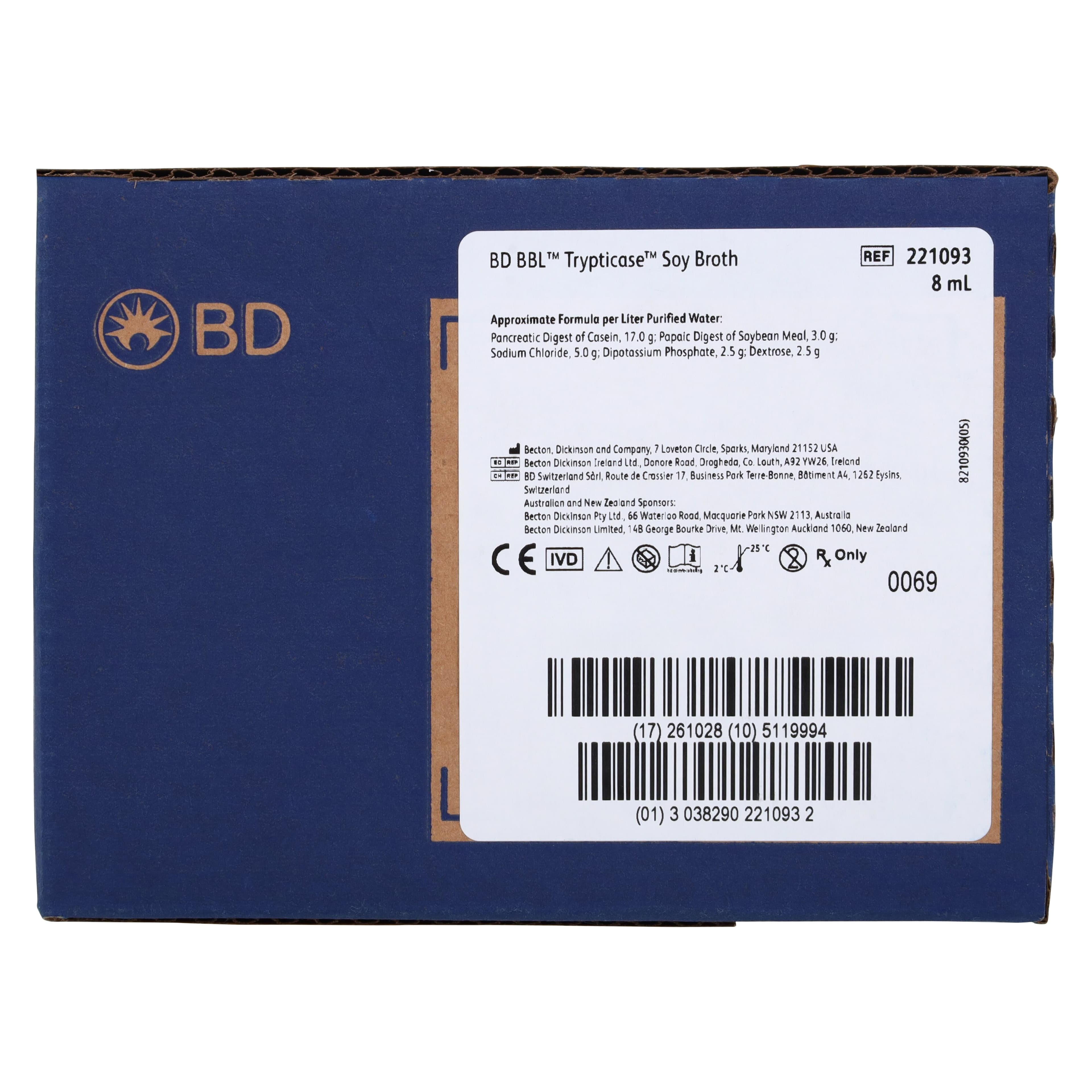 BBL Mycoflask Prepared Media TSB, Trypticase Soy Broth, 8 mL Tube, Size K, 100/Box thumbnail 5
