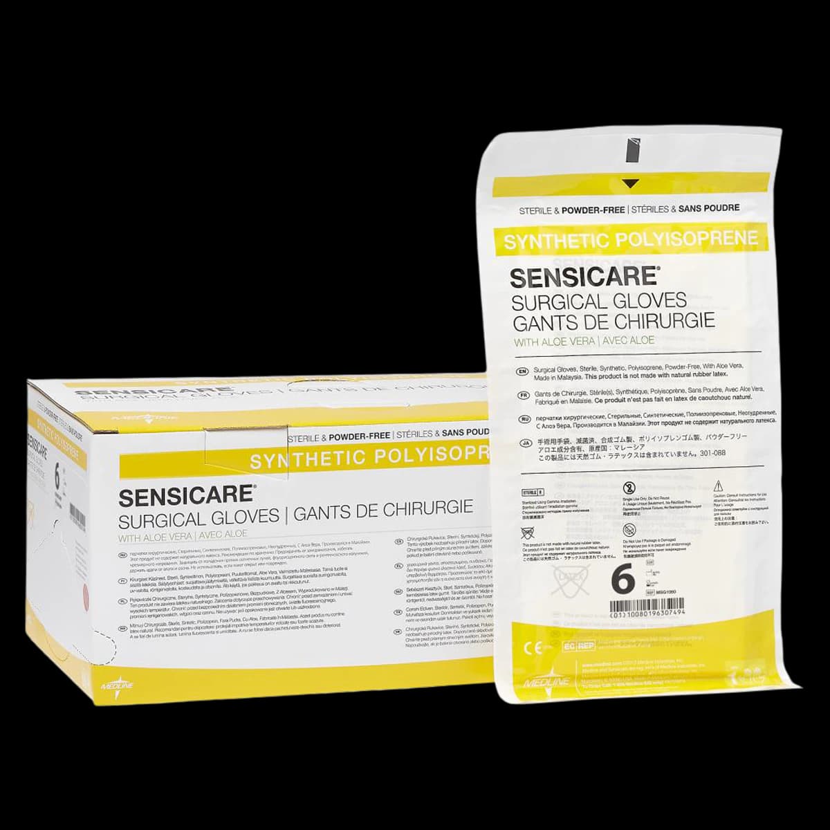 SensiCare® with Aloe Polyisoprene Surgical Gloves, Powder Free, Sterile, Hand-Specific, Size 6, White, 25 Pairs/Box thumbnail 2