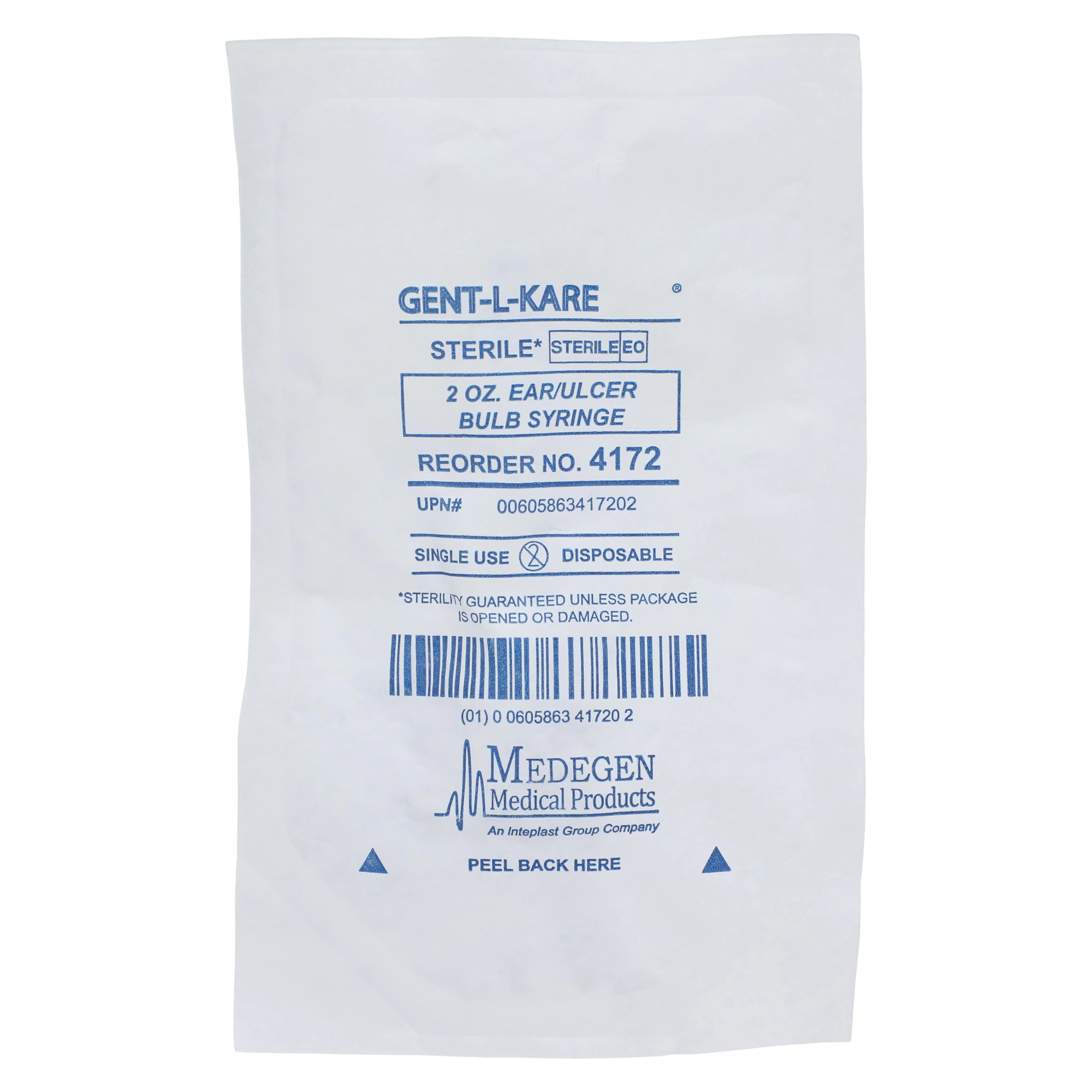 Medegen IV Syringe Bulb, 2 oz, PVC, Sterile, Blue, Disposable, Individually Packaged, Tapered Tip - Syringe Bulb Sterile - Image 1