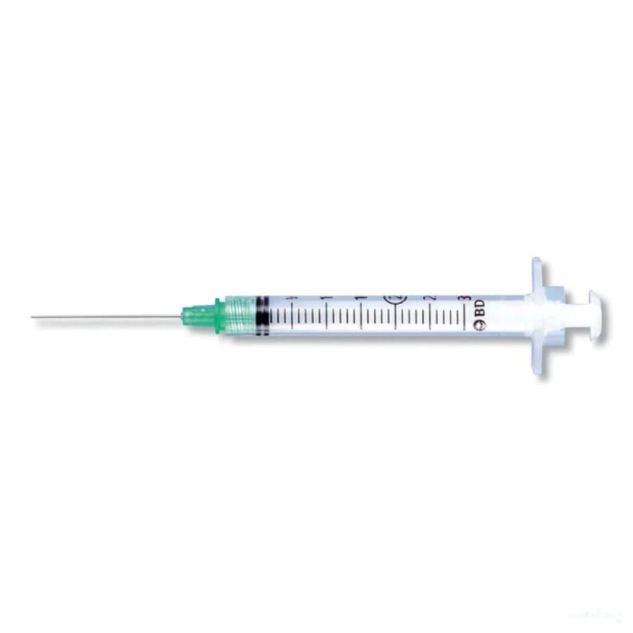 Integra Hypodermic Syringe with Detachable Needle, 23G x 1", 3 mL, Turquoise, Sterile, 100/Box - Integra Safety Syr w/Ndl 3ml - Image 1