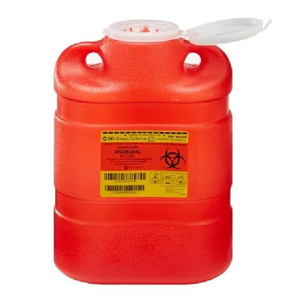 BD Multi-Use One-Piece Sharps Collector, Hinged Lid with Petals, 8.2 Qt, Large, Red, 1/Pk, 305490 - Multi-Use One-Piece Sharps Collectors, Hinged Lid with Petals, 8.2 Qt, Large, Red, 1/Pk, 305490 - Image 1