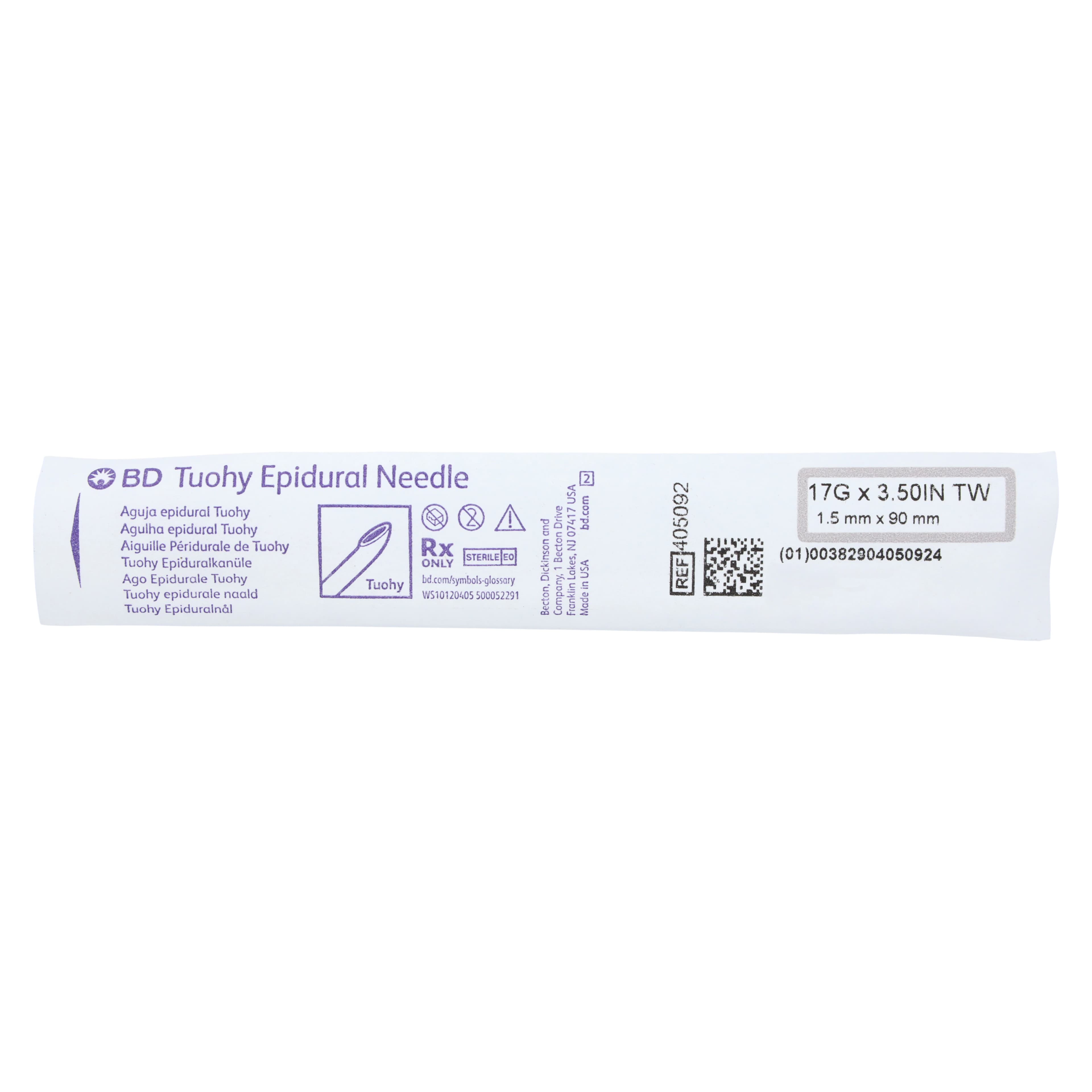 Perisafe Tuohy Epidural Needle, 17G, 3.5", Sterile, Single-Use thumbnail 2