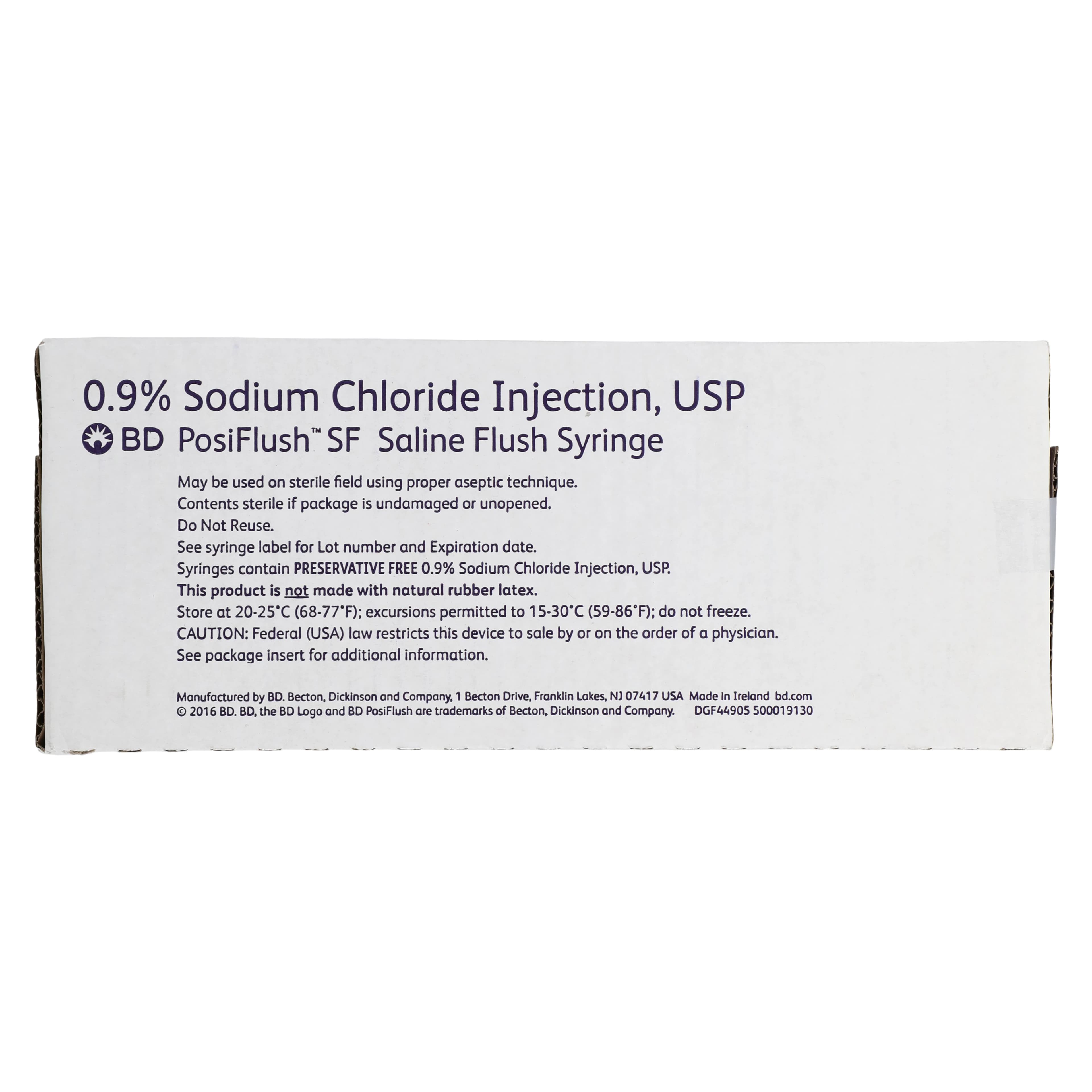 BD PosiFlush SF Saline Syringe, 0.9% Sodium Chloride, 10 mL, Sterile Field, Standard Plunger Rod, 30/Package thumbnail 5