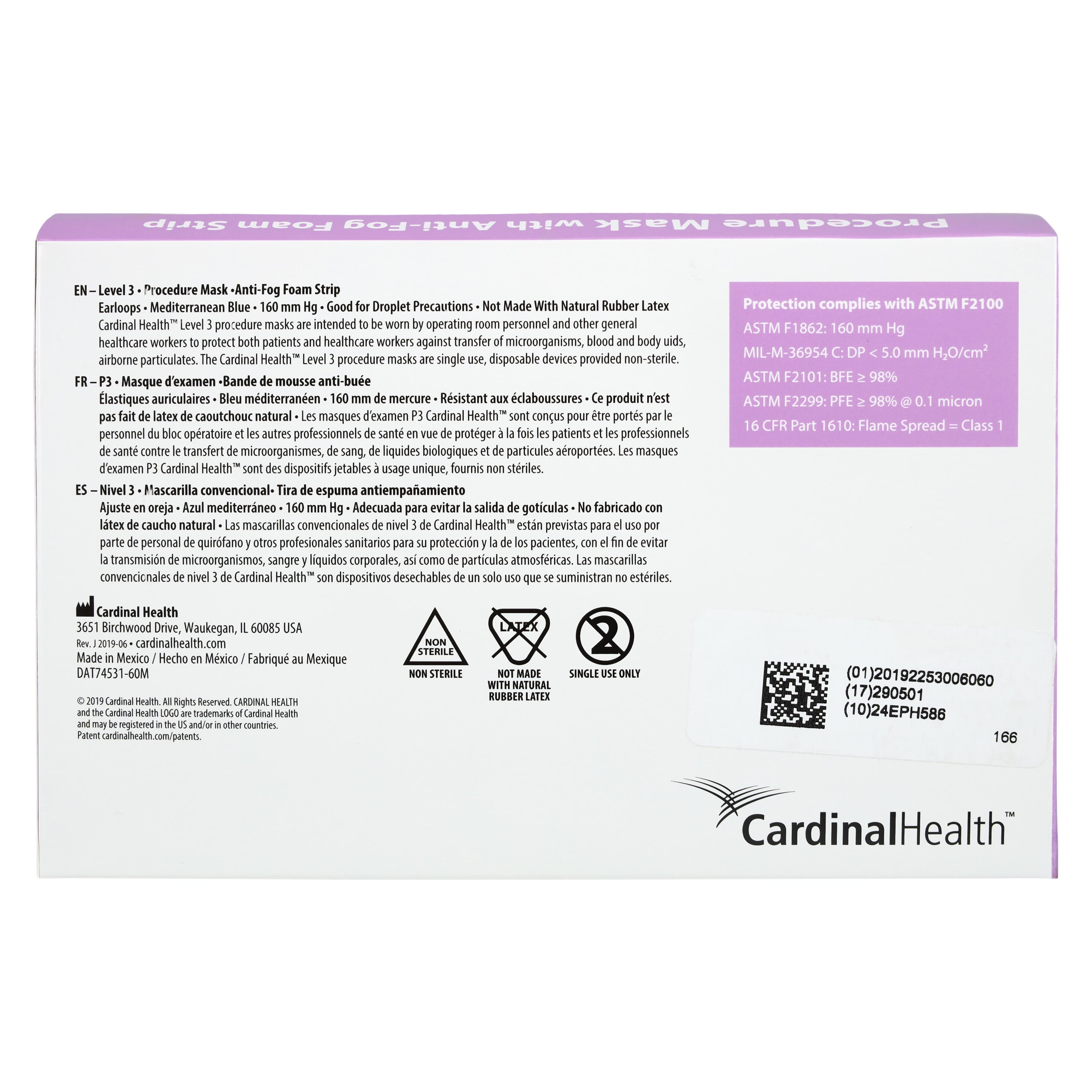 Securgard Earloop Mask L3, ASTM Level 3, Fog-Free Foam, Blue, Disposable, 50/Box thumbnail 7