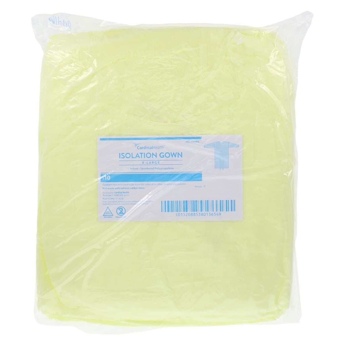 Cardinal Gown Isolation Spunbond Polypropylene, Yellow, X-Large, 10/Pack thumbnail 6