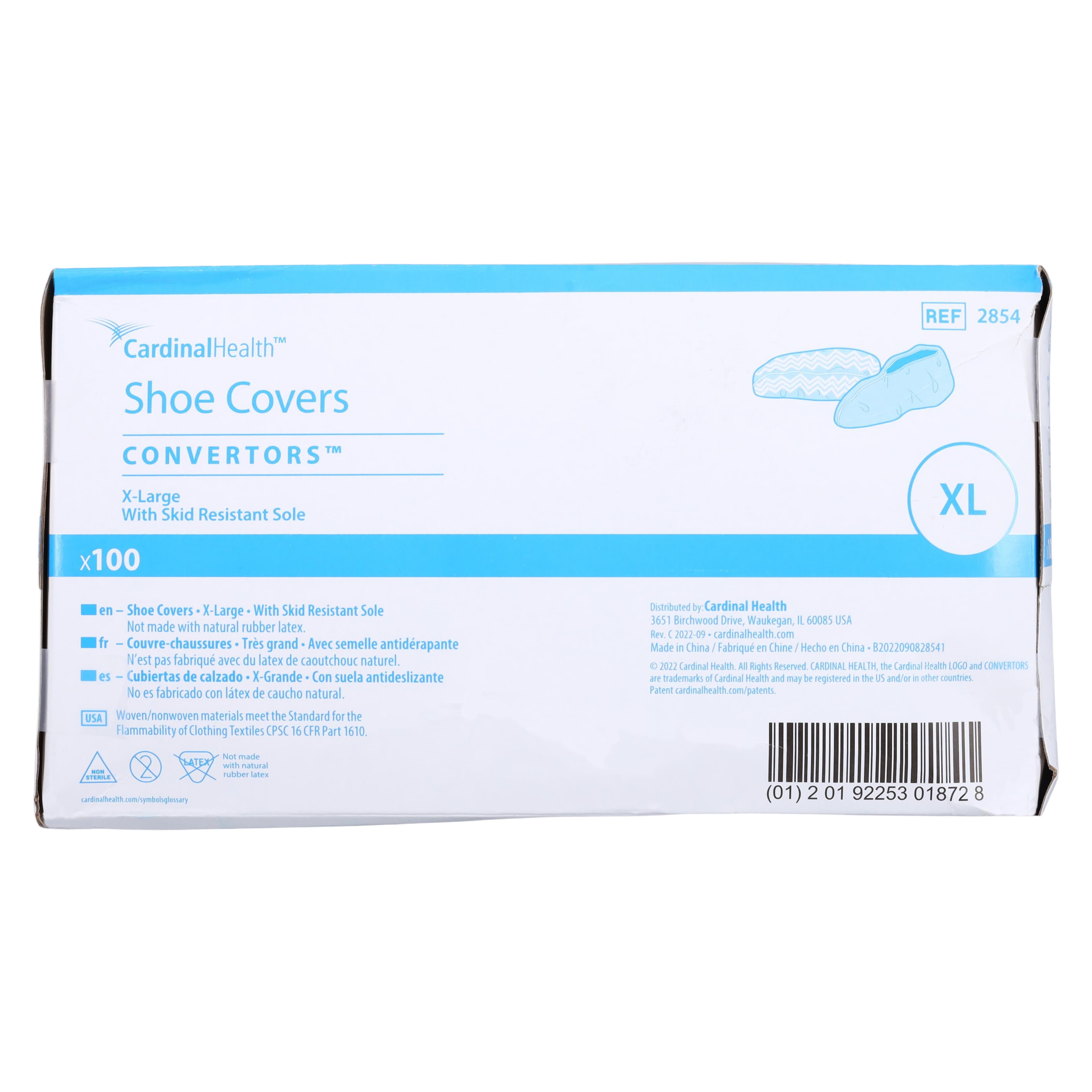 Cardinal Health Spunbond Skid-Resistant Polypropylene Shoe Covers, X-Large, Blue, 100/Box thumbnail 5
