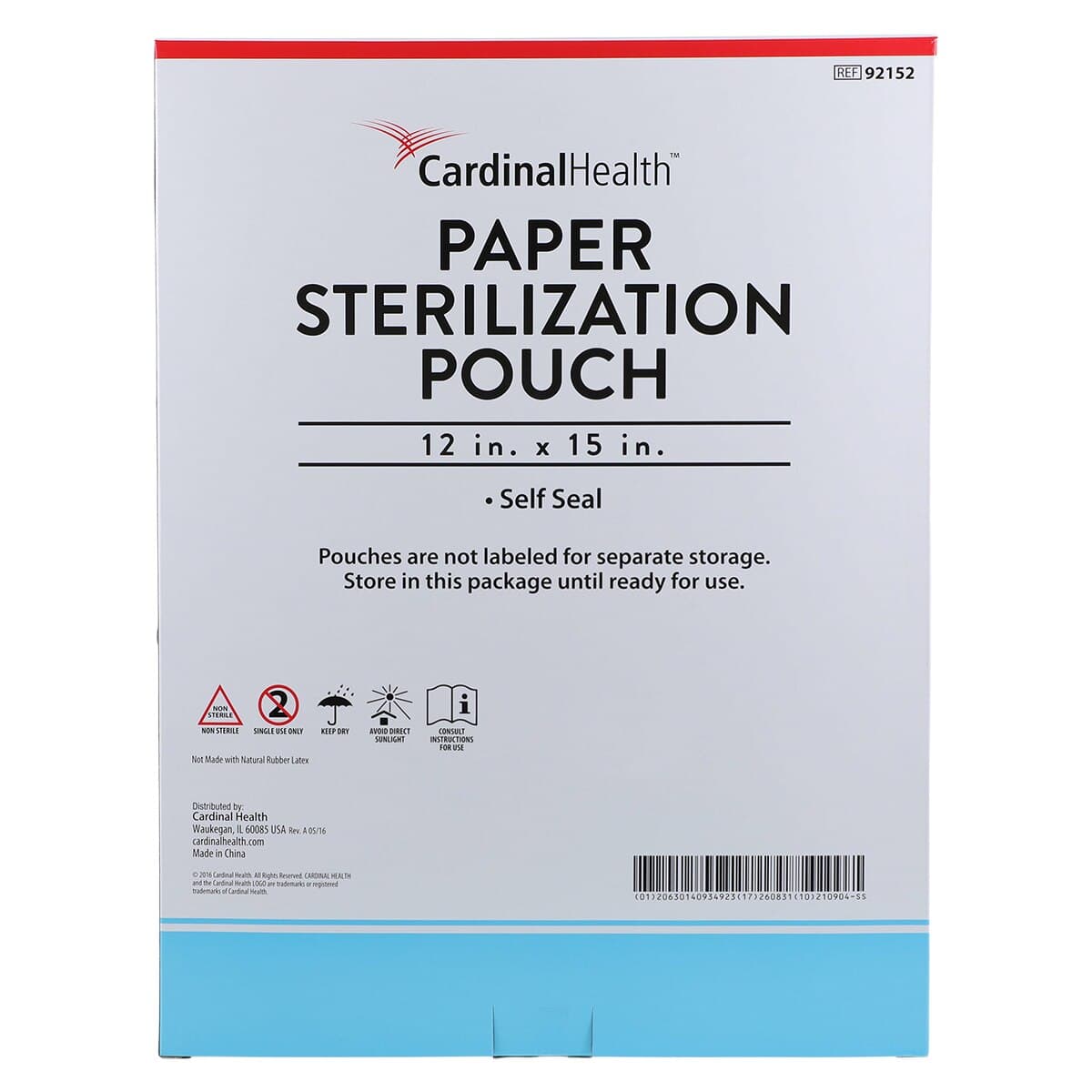 Cardinal Pouch Sterilization Self Seal, 12 in X 15 in, Blue/White, 100/Box thumbnail 3
