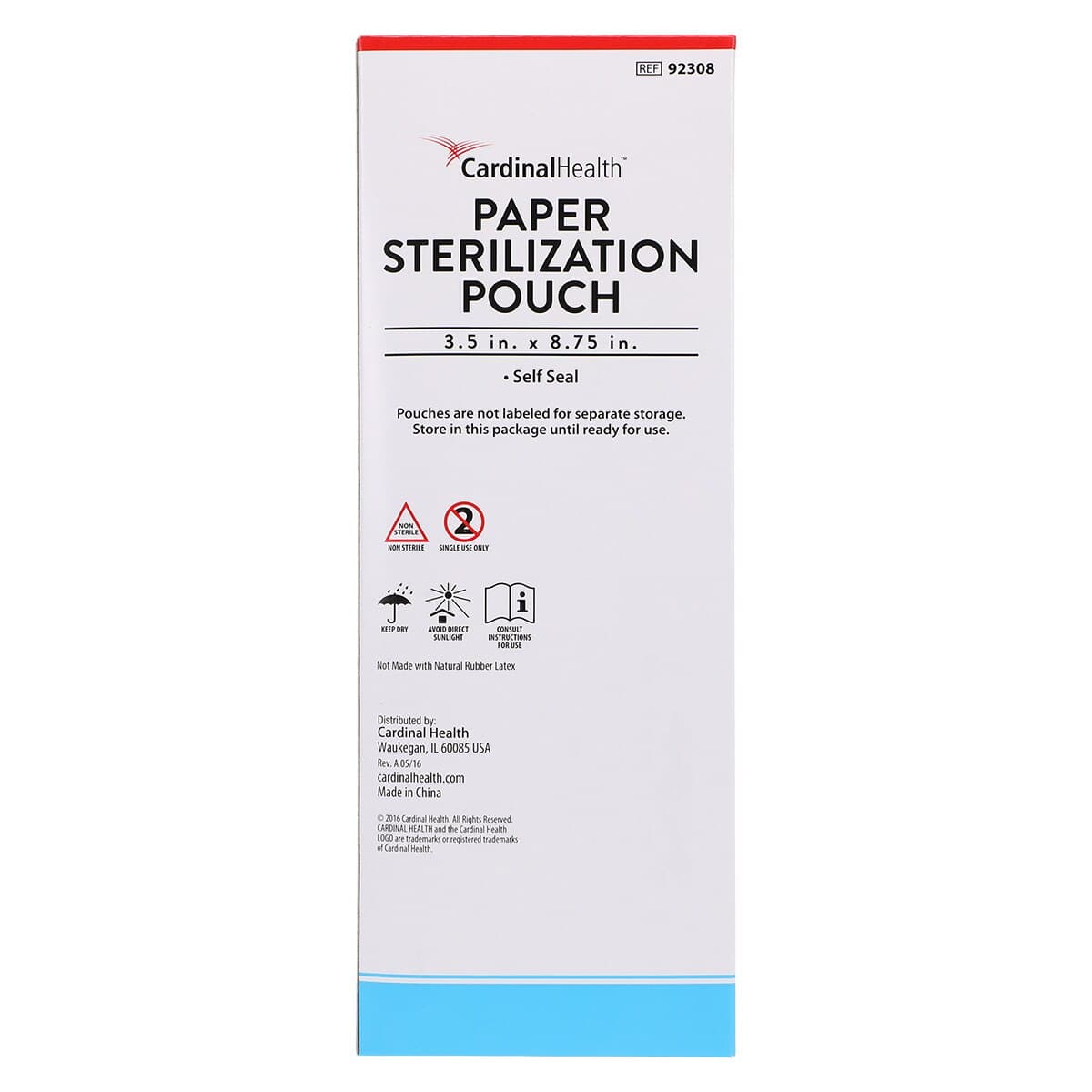 Cardinal Health Self-Seal Sterilization Pouch, 3.5" x 8.75", Blue/White, 200/Box thumbnail 3