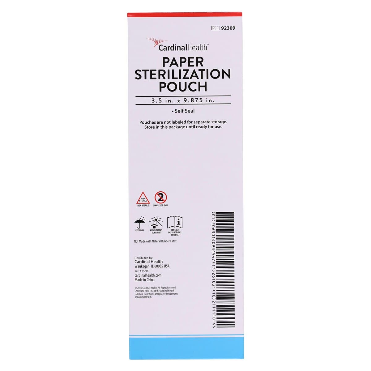 Cardinal Pouch Sterilization Self Seal, 3.5 in x 9.875 in, Blue/White, 200/Box thumbnail 3