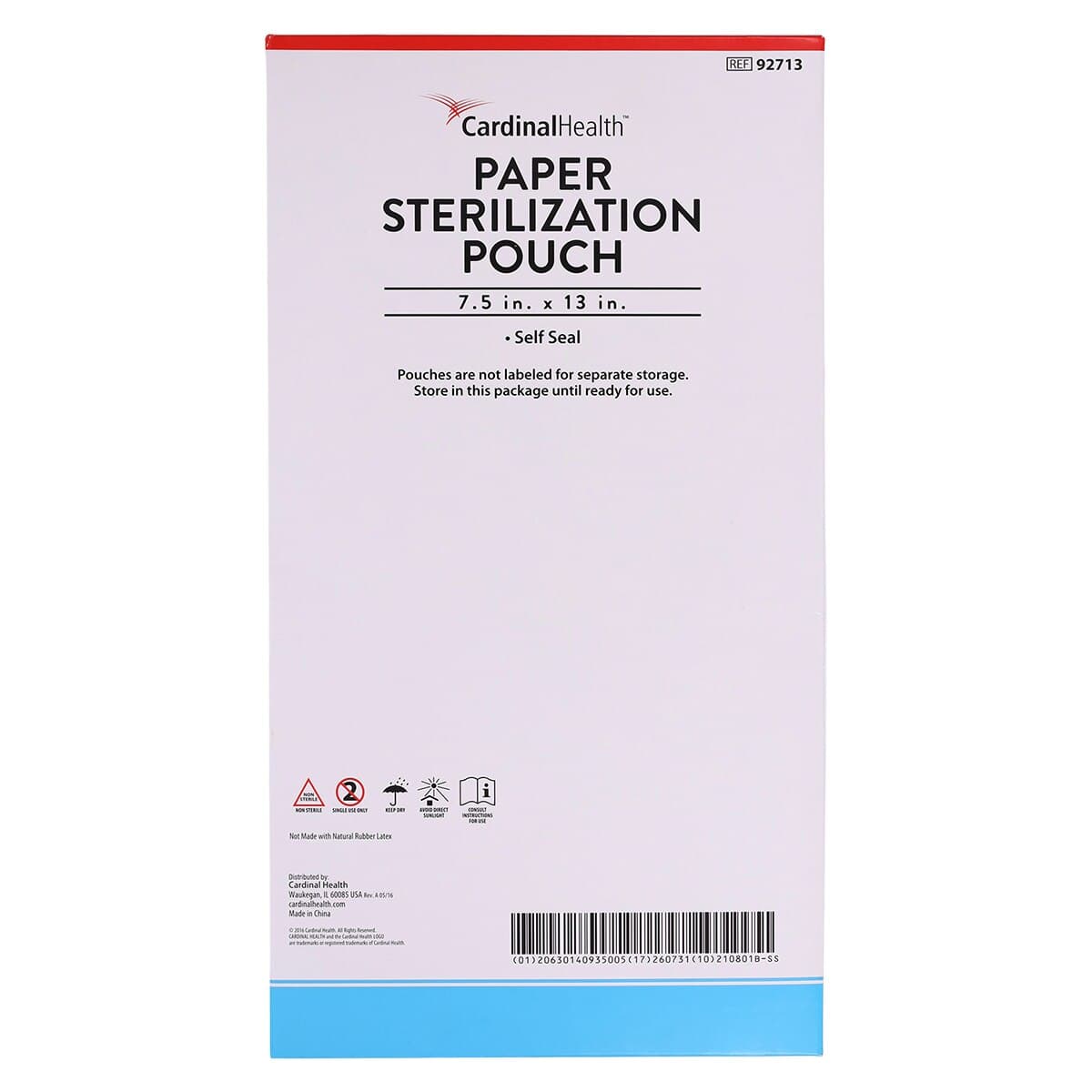 Cardinal Health Self-Seal Sterilization Pouches, 7.5" x 13", Blue/White, 200/Box, 92713 thumbnail 3