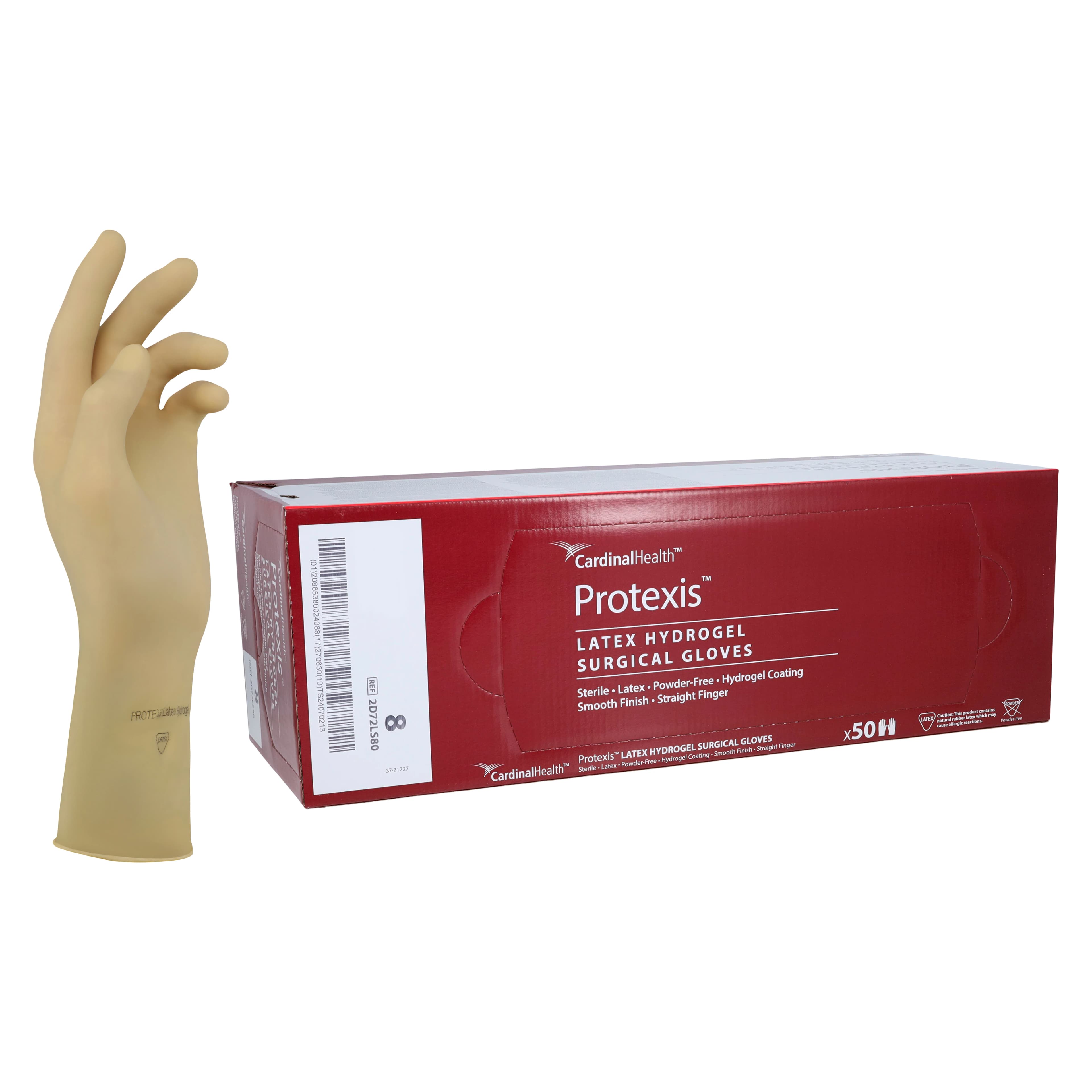 Protexis Hydrogel Latex Surgical Gloves, Powder Free, Size 8, Translucent Yellow, 50/Box - Protexis Ltx Hydrogel Glove PF - Image 1