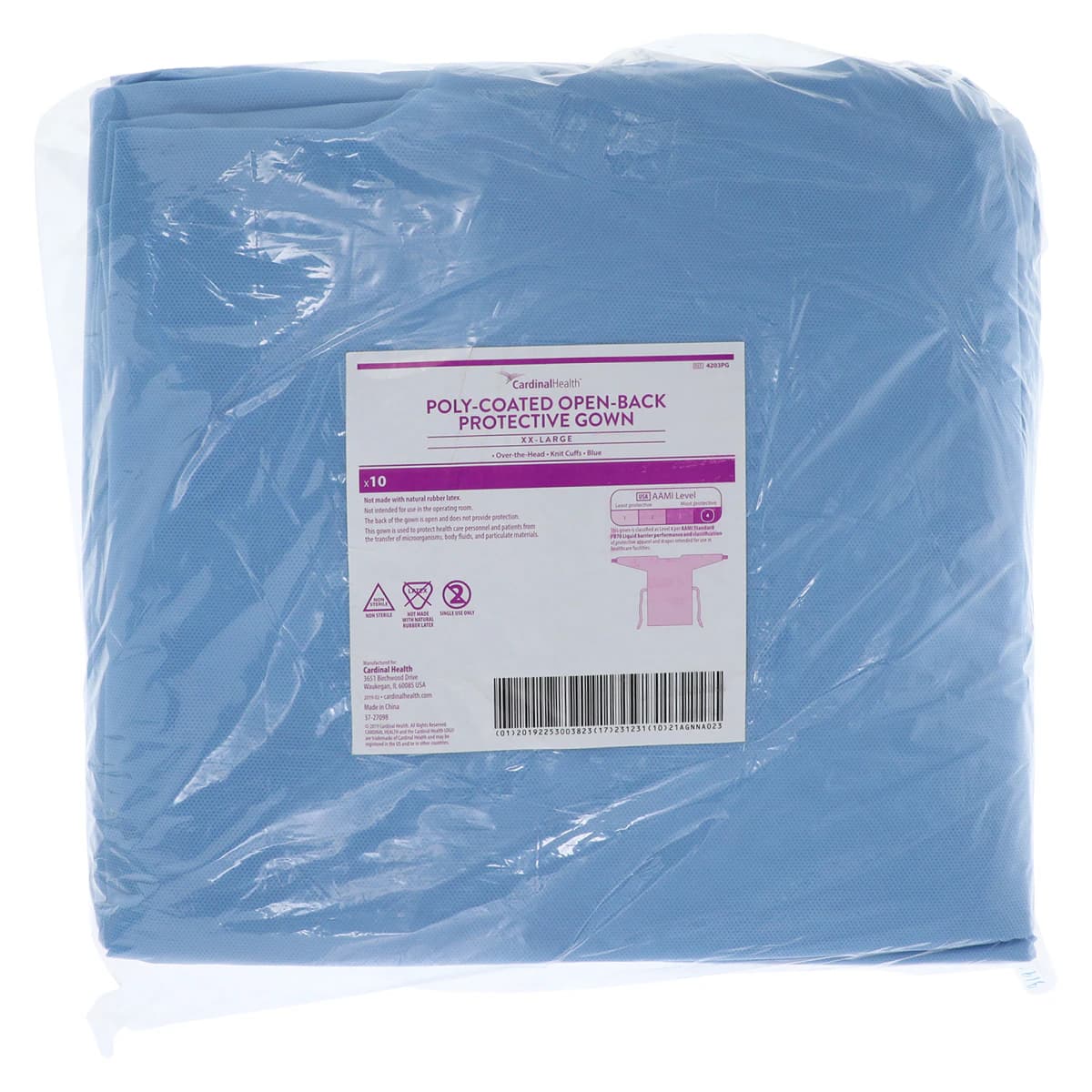 Cardinal Gwn Iso Polycoated Overhead Isolation Gown, AAMI Level 4, Coated Polypropylene, X-Large, Blue, 10/Pk thumbnail 6