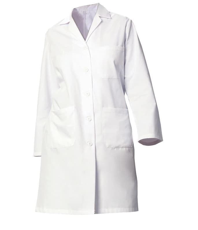Fashion Seal Ladies Lab Coat, 39.5"L, White, 65% Polyester / 35% Cotton, 3 Pockets, Style 486 - Lab Coat Ladies 39.5"L Twill - Image 1