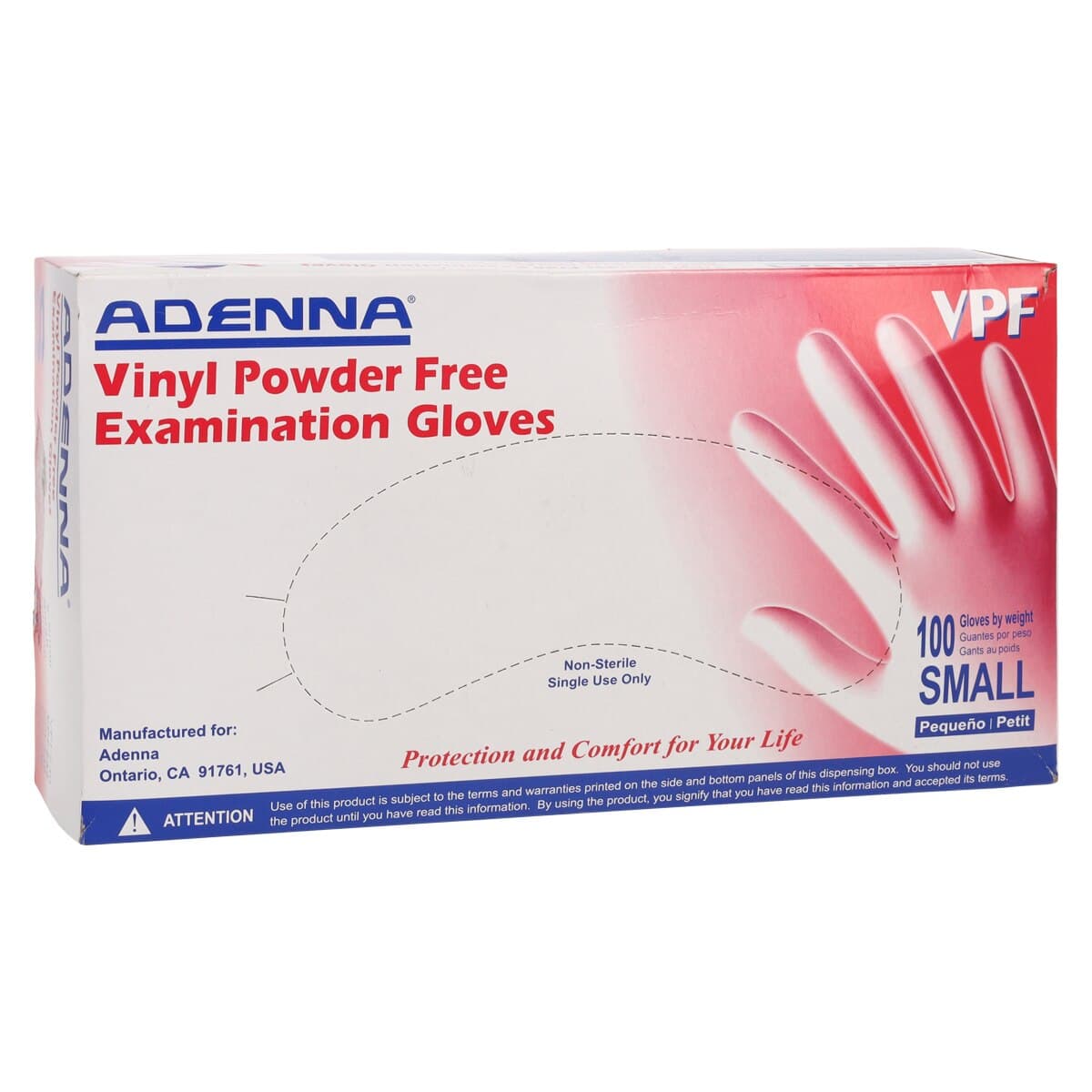 Adenna® VPF Vinyl Exam Gloves, Powder Free, Non-Sterile, Small, Translucent, 100/Box, 10 Boxes/Case, VPF232 thumbnail 4