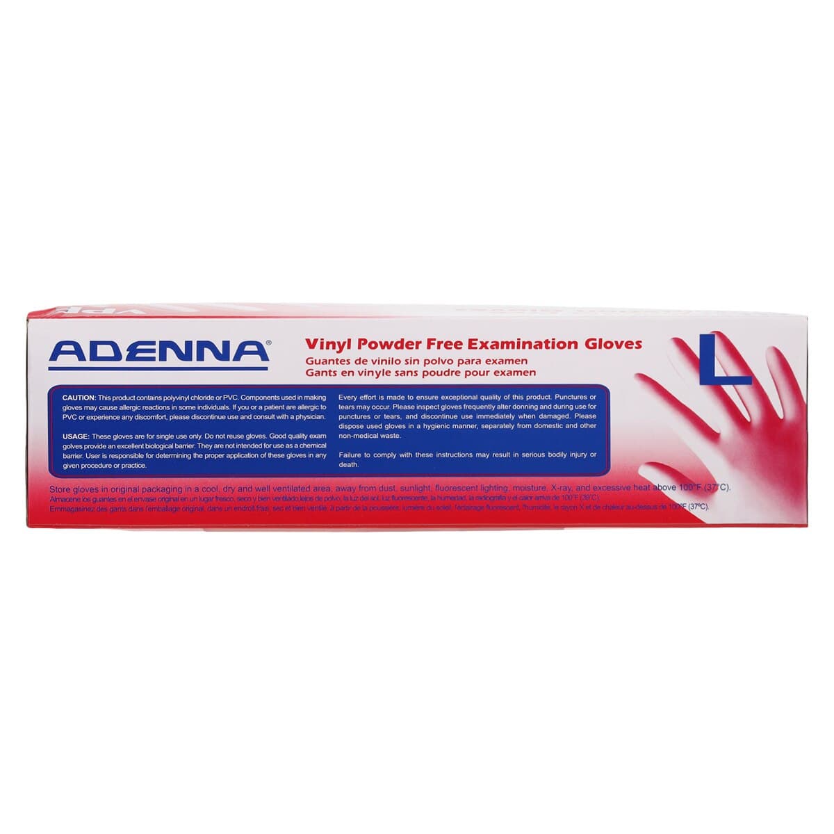 Adenna Vinyl PF Exam Gloves, Powder Free, Non-Sterile, Large, Clear, 100/Box, VPF236 thumbnail 6