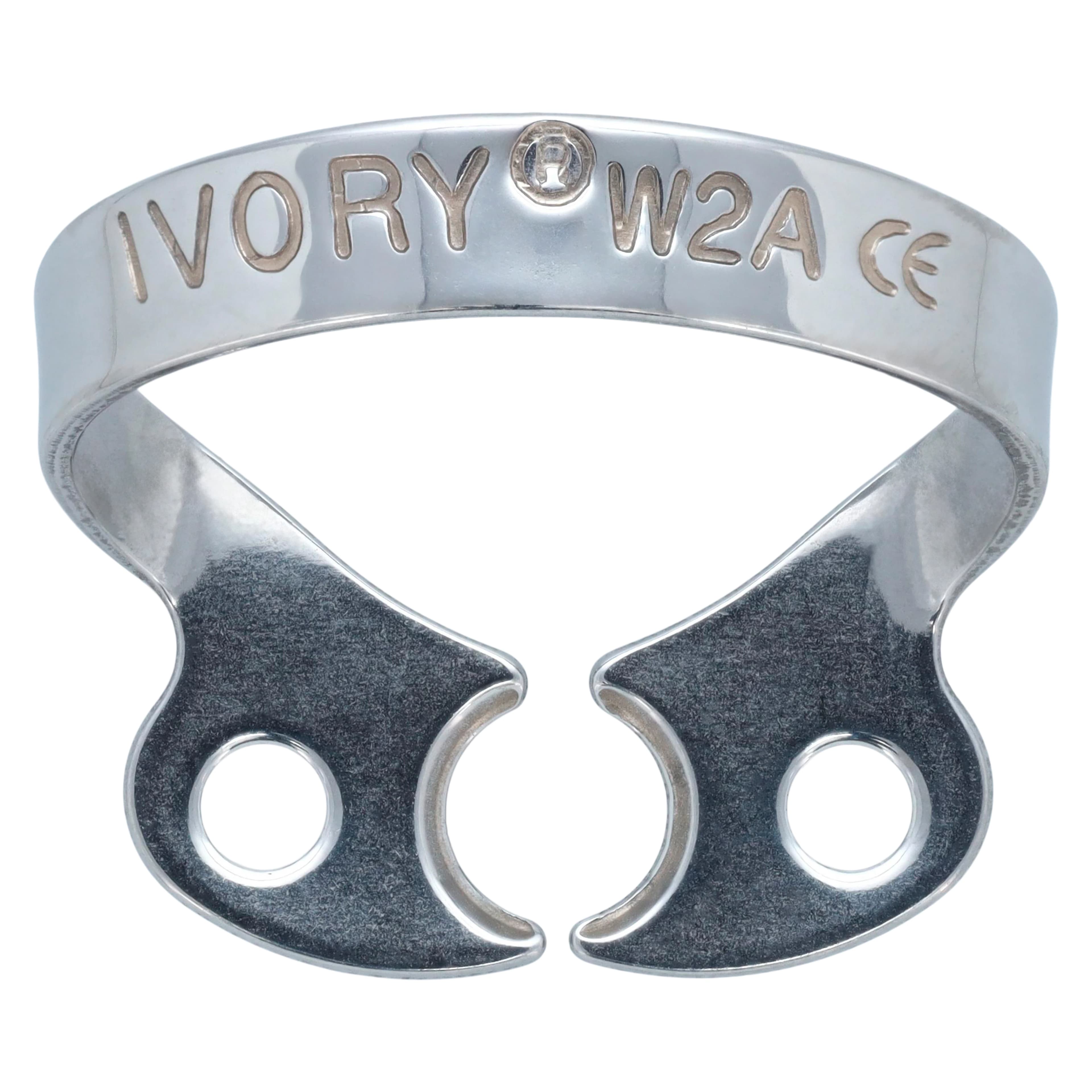 Ivory Stainless Steel Rubber Dam Clamp, Wingless, #W2A, Bicuspid, 50057512 - Ivory, Rubber Dam Clamp, # W2A, 50057512 - Image 1