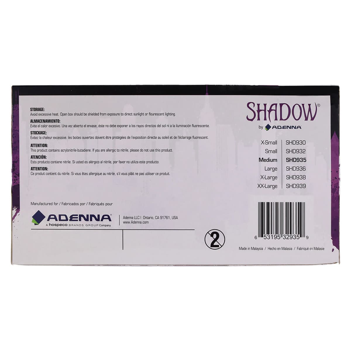 Adenna Shadow Black Nitrile Powder Free Exam Gloves, Medium, Non-Sterile, 100/Box, SHD935 thumbnail 6