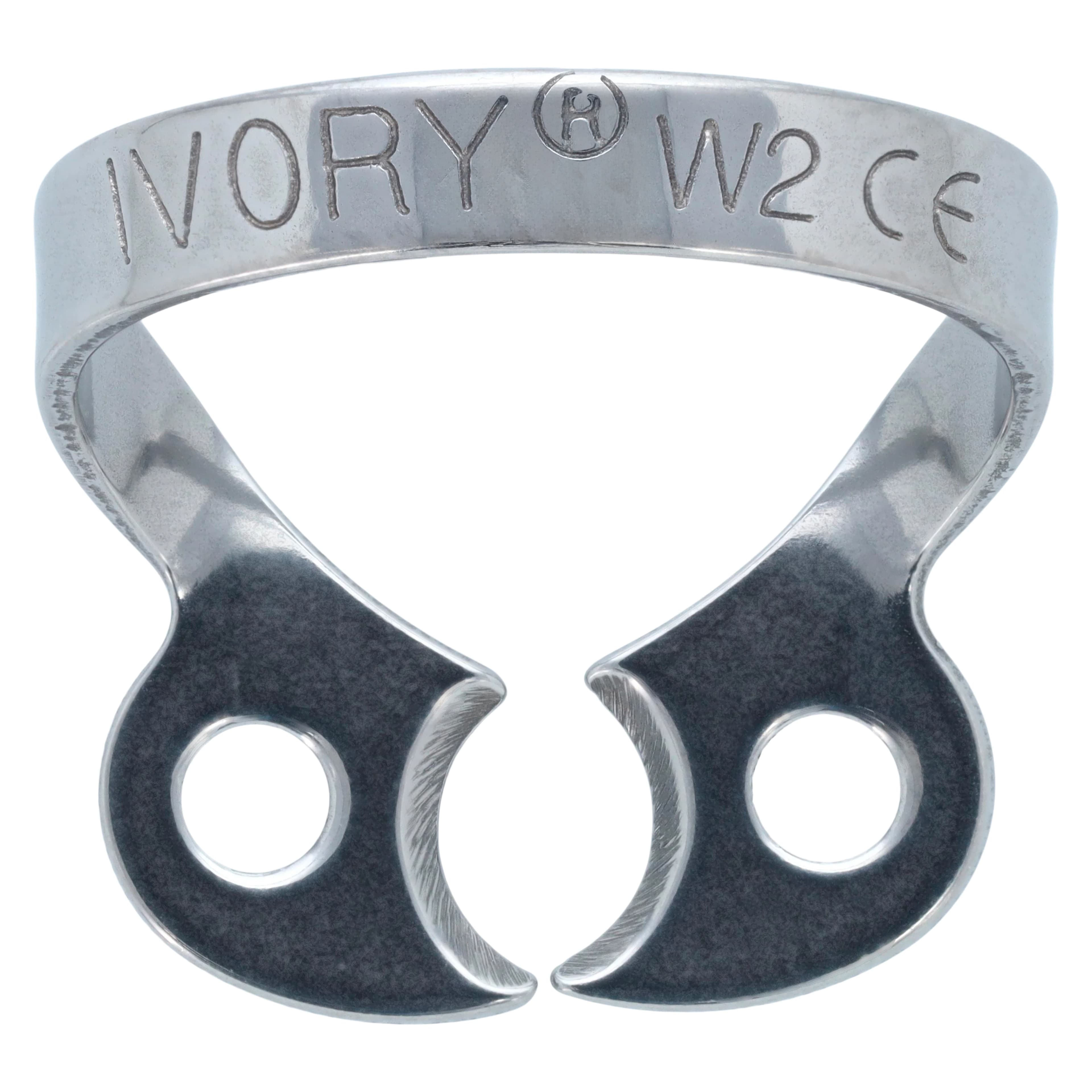 Ivory Rubber Dam Clamp #W2, Wingless, Bicuspid, Stainless Steel, 1 Each, 50057510 - Rubber Dam Clamp W2 - Image 1