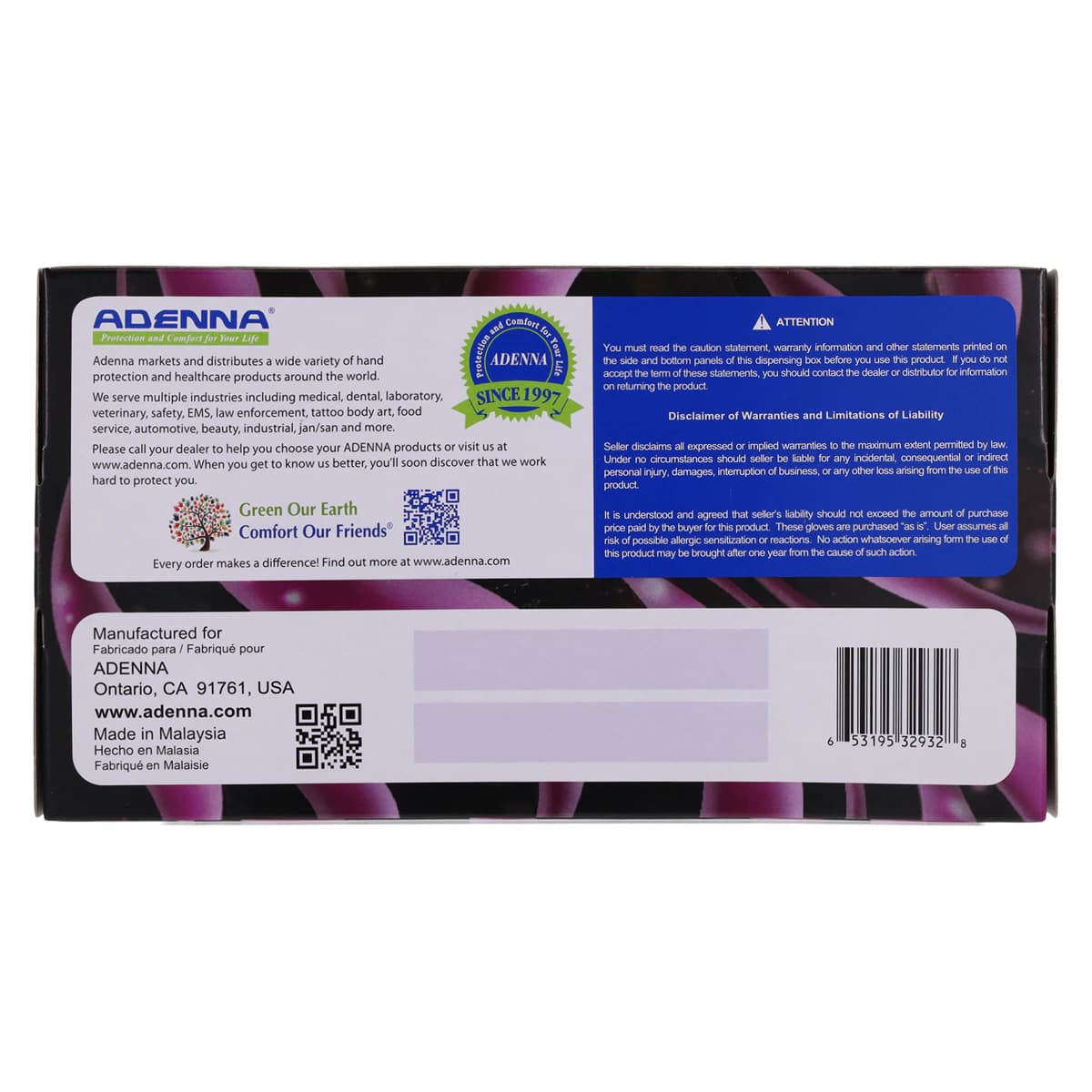 Adenna Shadow Black Nitrile Powder Free Exam Gloves, Small, Non-Sterile, 100/Box, SHD932 thumbnail 6