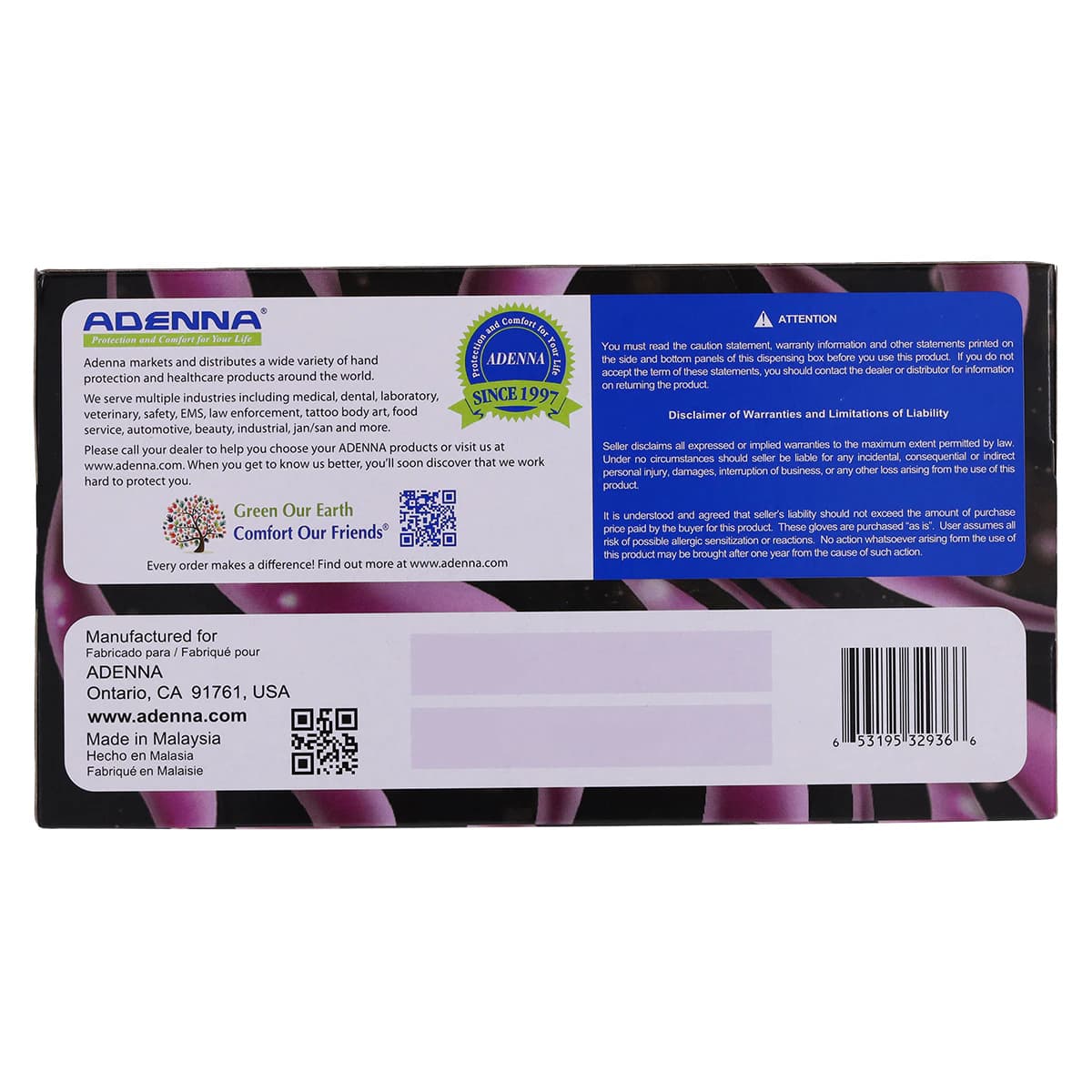 Adenna Shadow Black Nitrile Exam Gloves, Powder Free, Non-Sterile, Large, 100/Box, SHD936 thumbnail 6