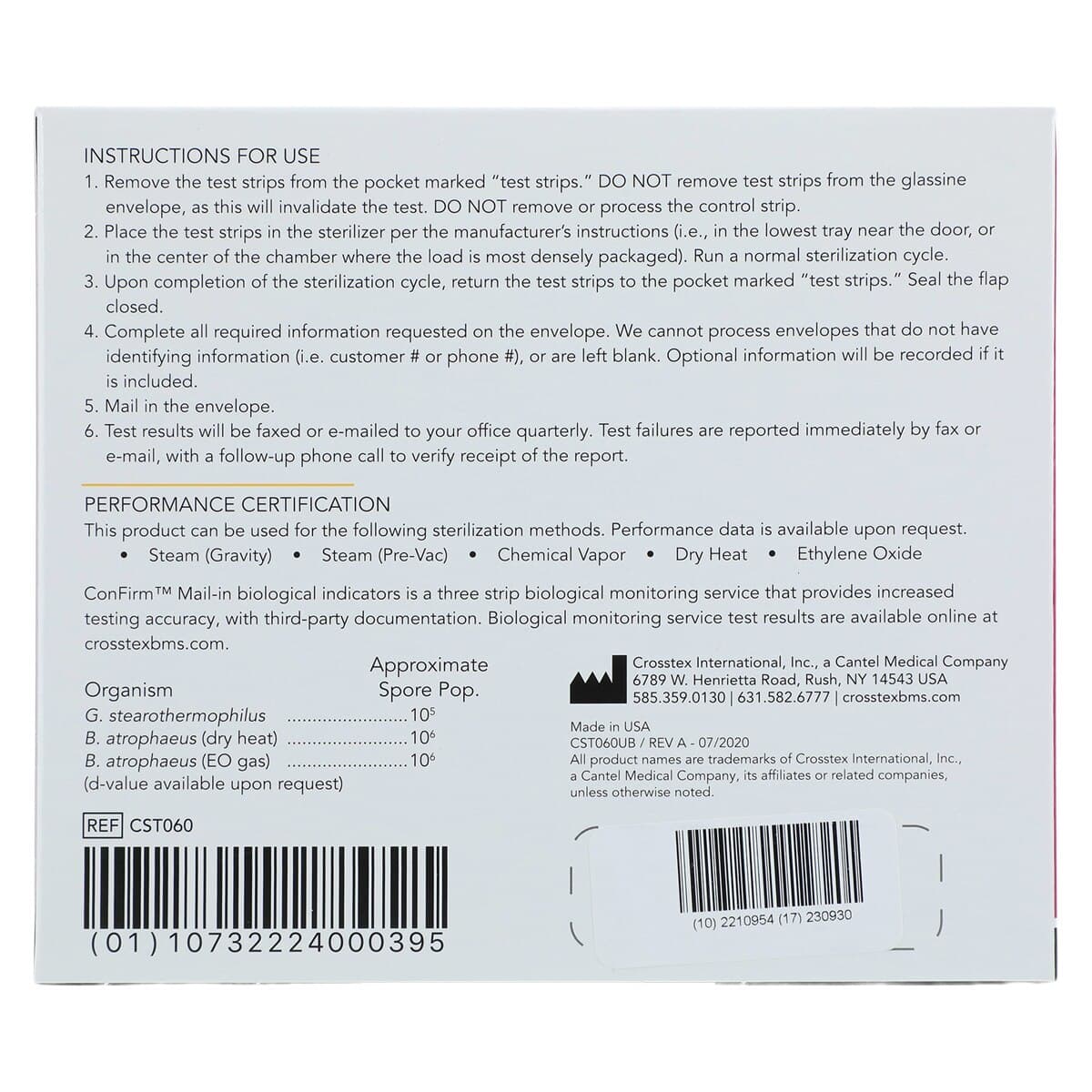 ConFirm Mail-In Sterilizer Monitoring System, 6 Tests/Box, CST060 thumbnail 4