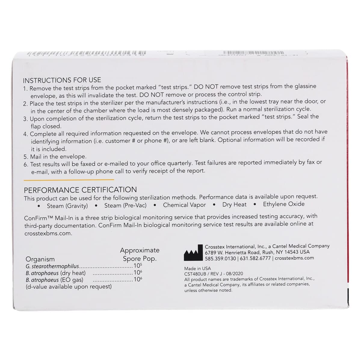 ConFirm Mail-In Sterilizer Monitoring Service, 3 Strip Test, 48/Box, CST480 thumbnail 4
