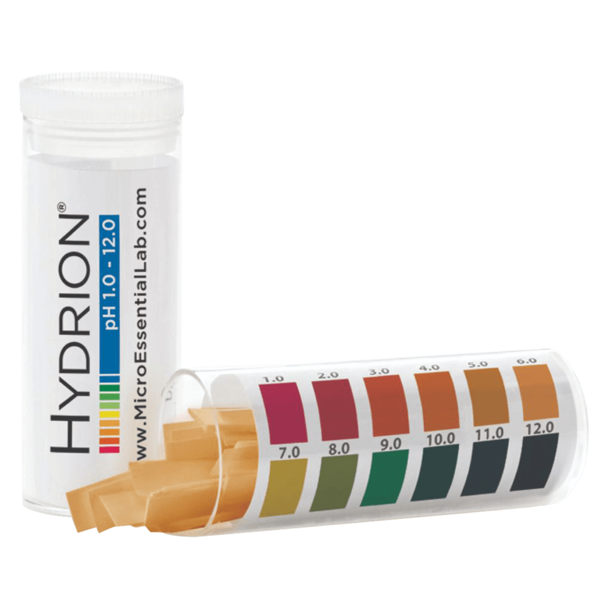 Hydrion pH Test Strips, 1-12 Range, with Color Chart, 10 Vials/Box - Hydrion Ph Paper Strips - Image 1